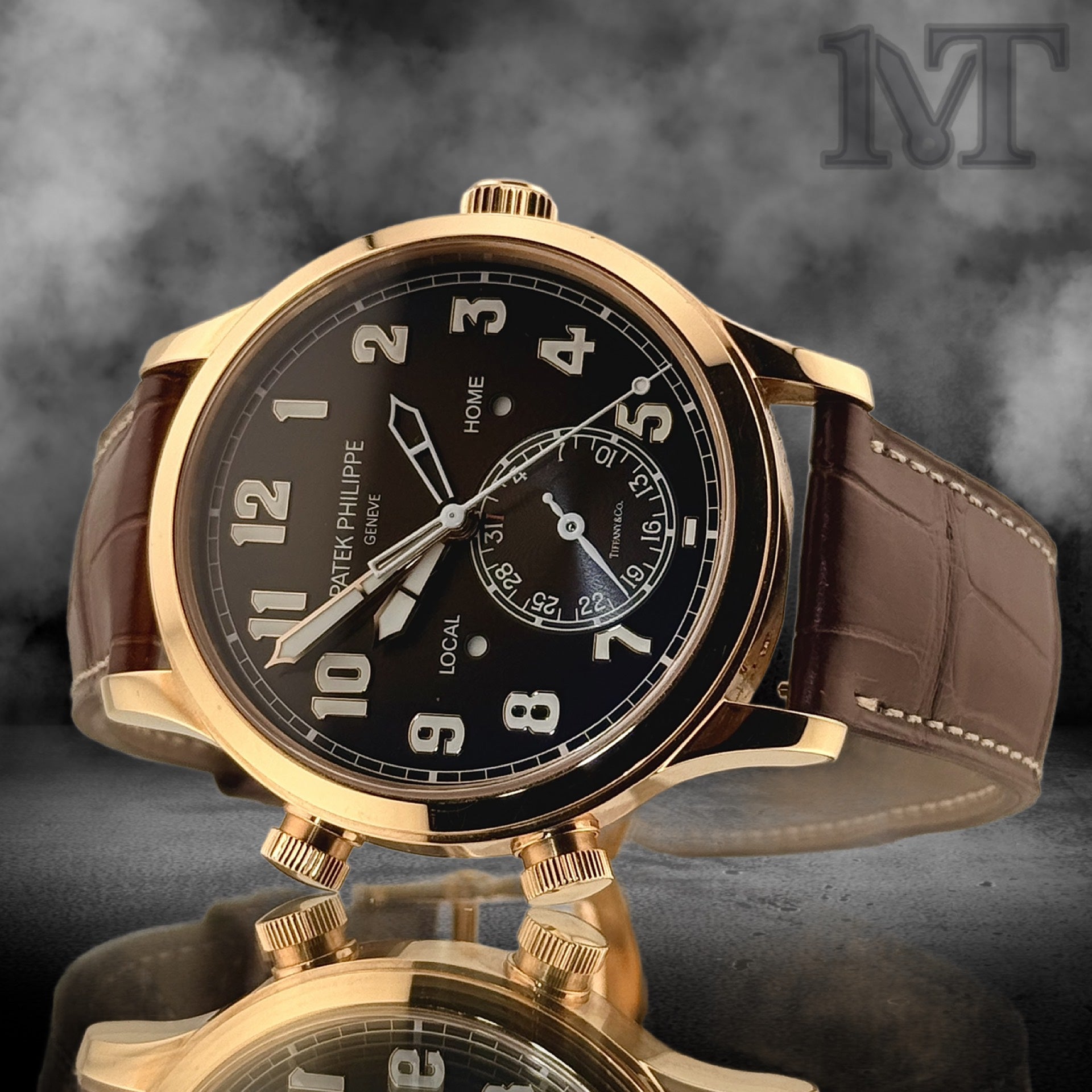 Patek Philippe TIFFANY DIAL Complications Calatrava Pilot Travel Time Brown Sunburst Dial 5524R-001