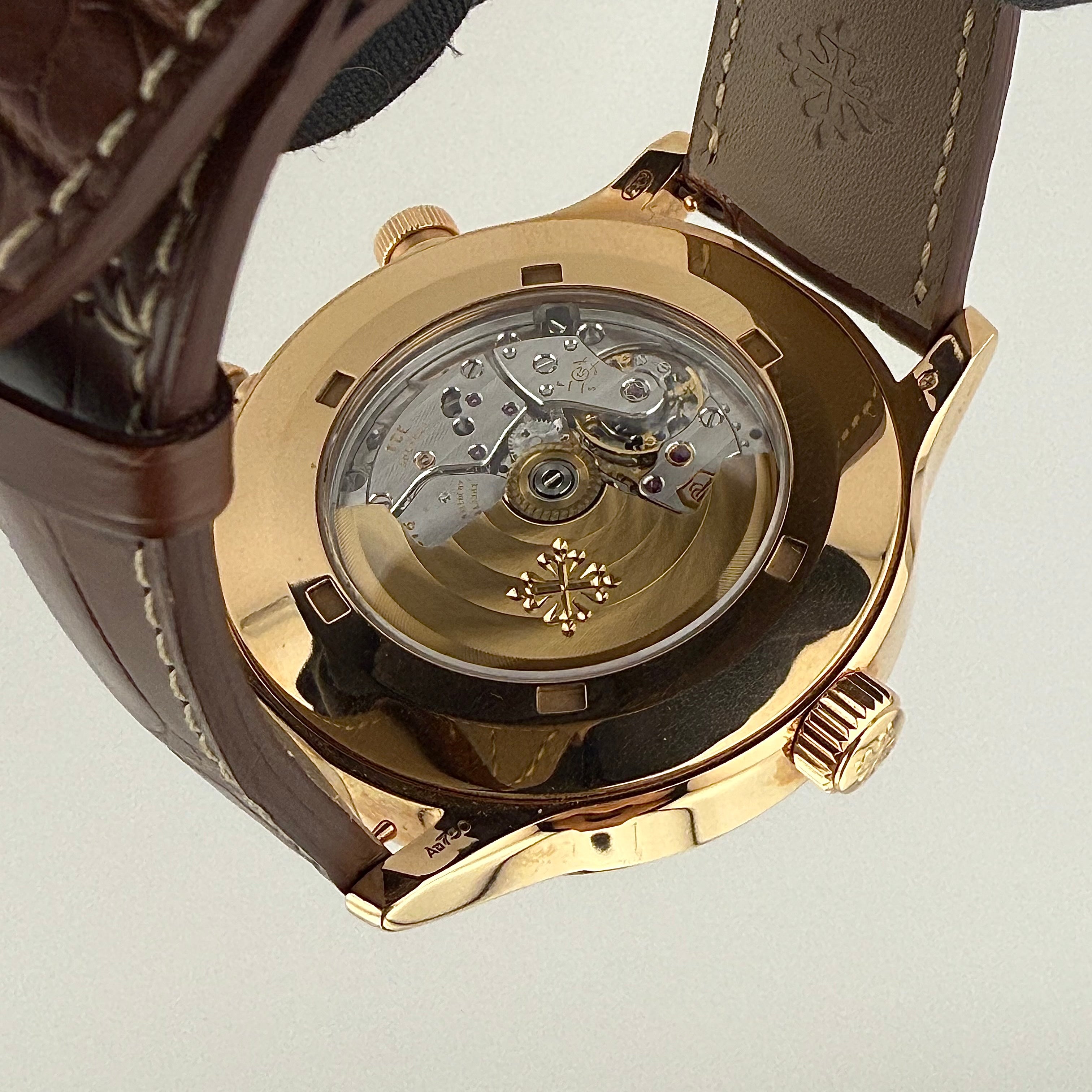 Patek Philippe TIFFANY DIAL Complications Calatrava Pilot Travel Time Brown Sunburst Dial 5524R-001