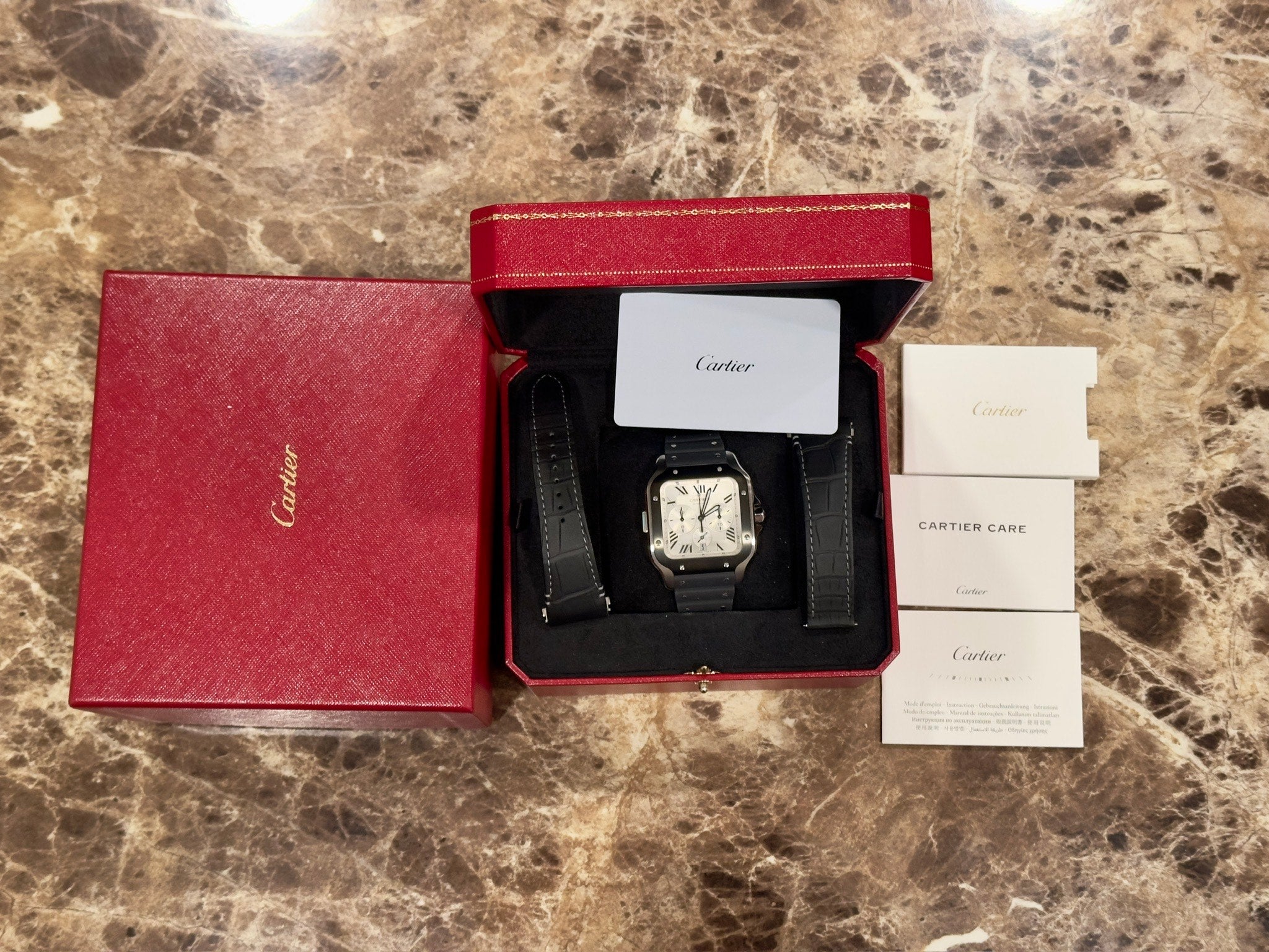 Cartier Santos Chronograph Silver Dial WSSA0017