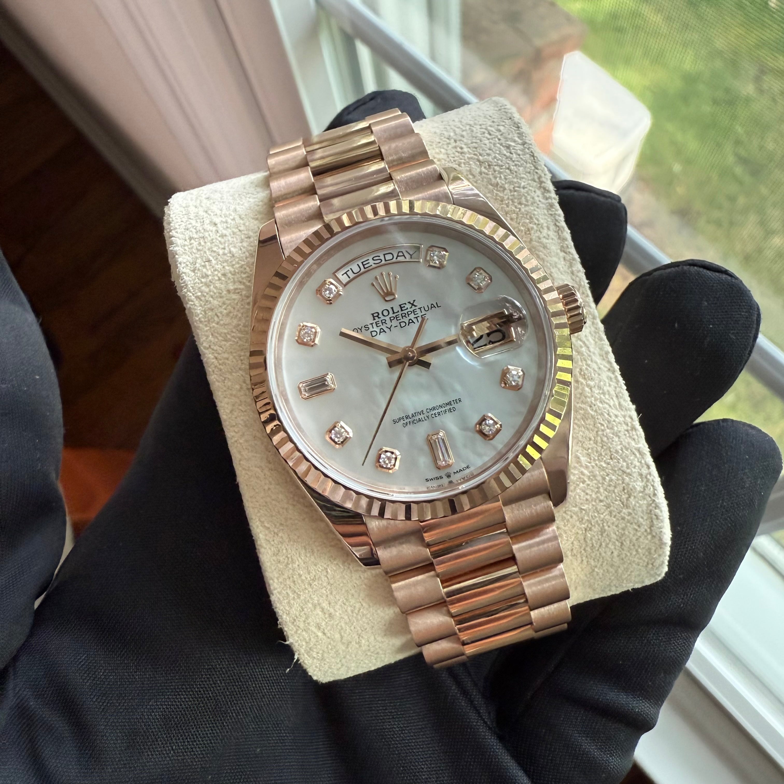 Rolex Day-Date 36 Mother-Of-Pearl Diamond Dial 128235