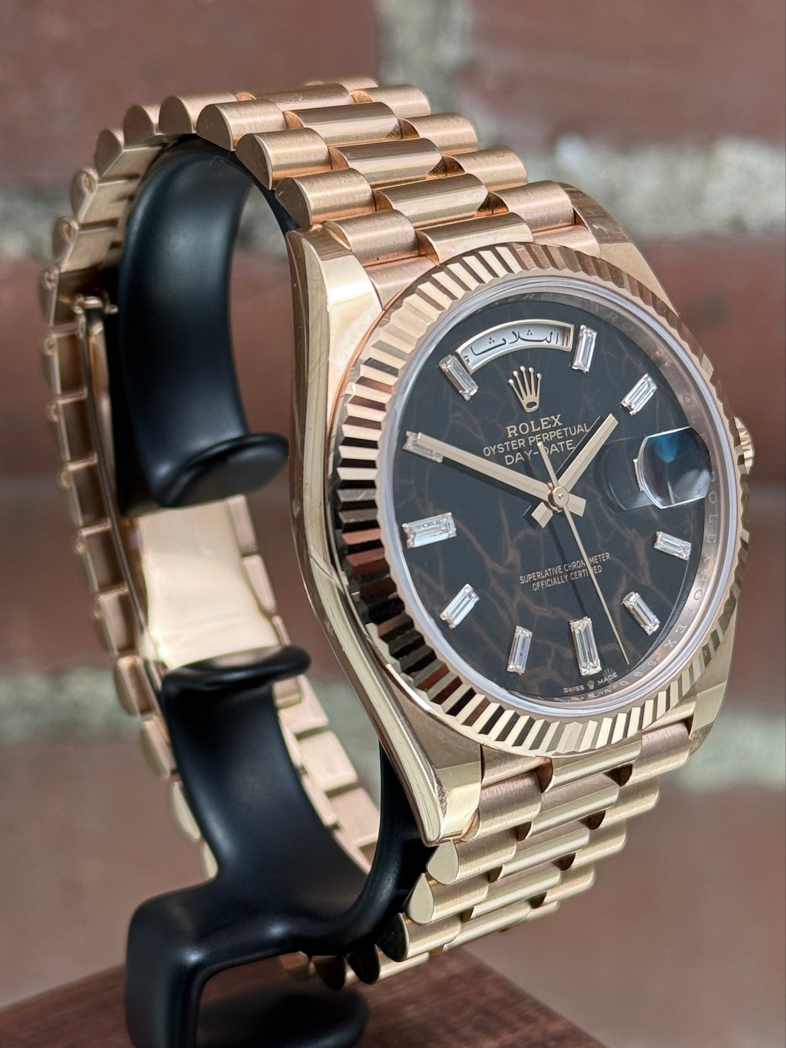 Pre-owned Rolex Day-Date 40 228235 | Pink gold Eisenkiesel