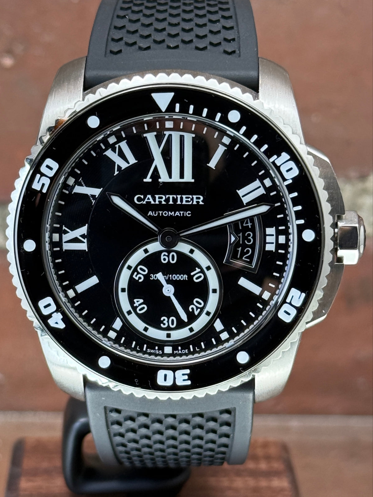 Pre-owned Cartier Calibre De Cartier Diver W7100056 | Steel Black