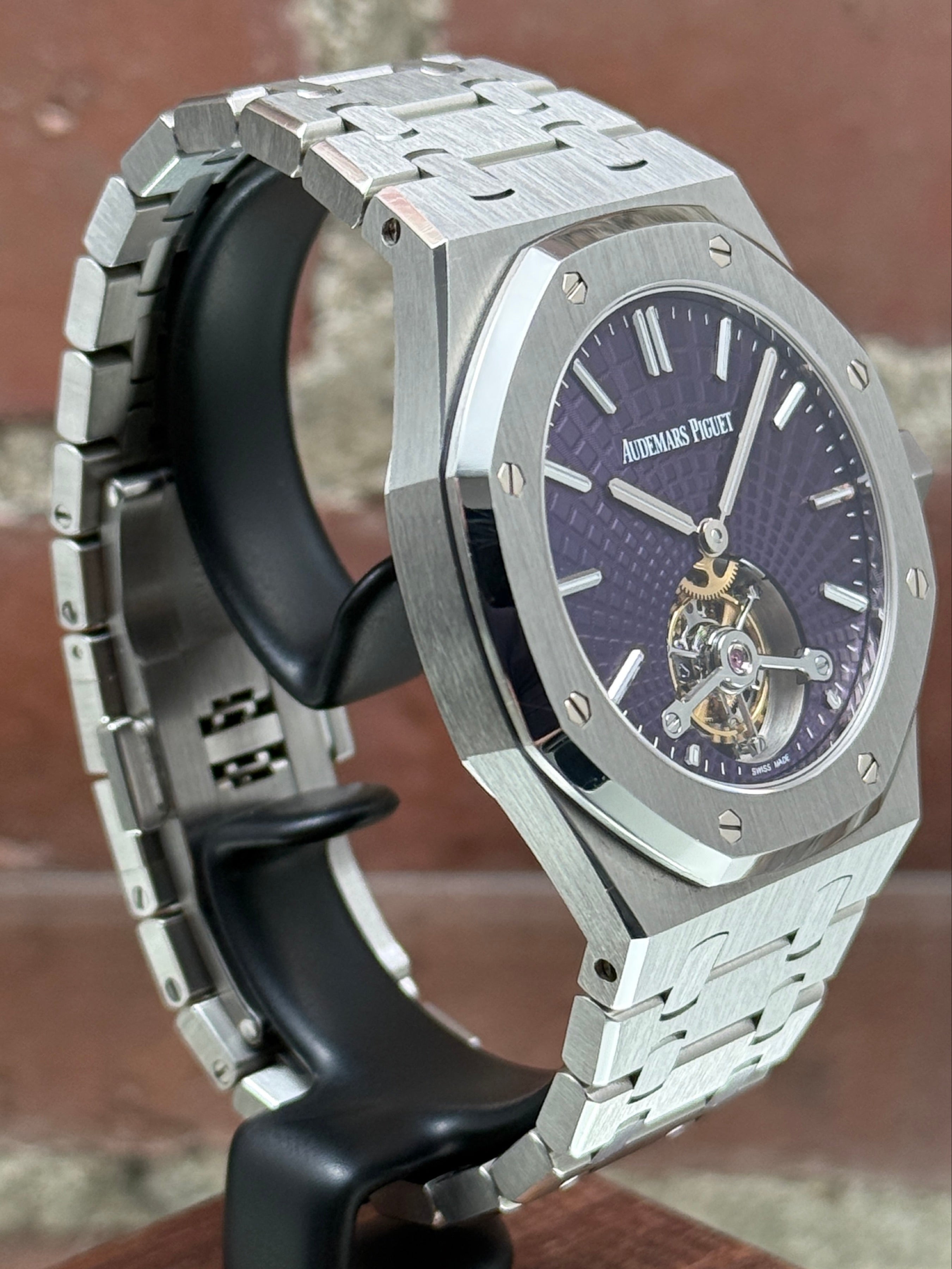Pre-owned Audemars Piguet Royal Oak Tourbillon Extra-thin 26522ST.OO.1220ST.01 | steel purple