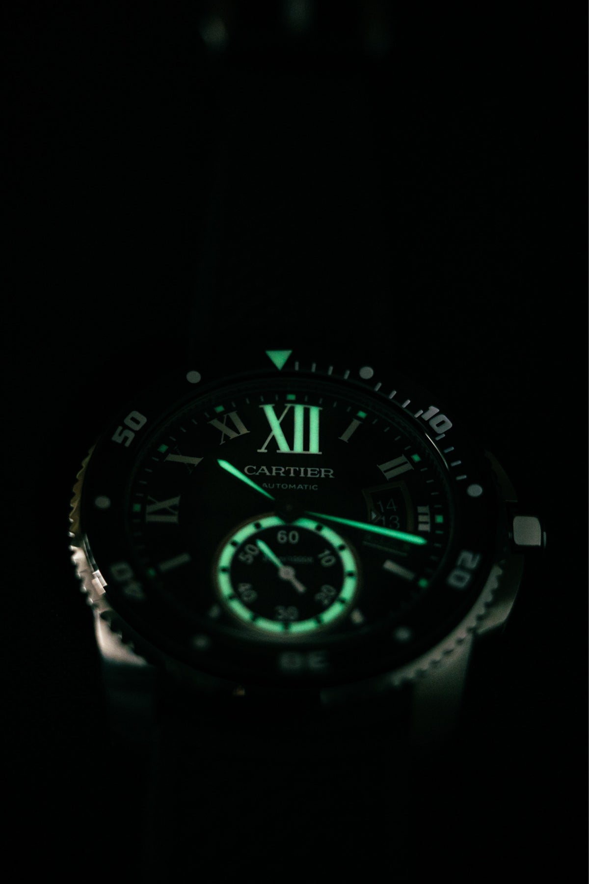 Pre-owned Cartier Calibre De Cartier Diver W7100056 | Steel Black