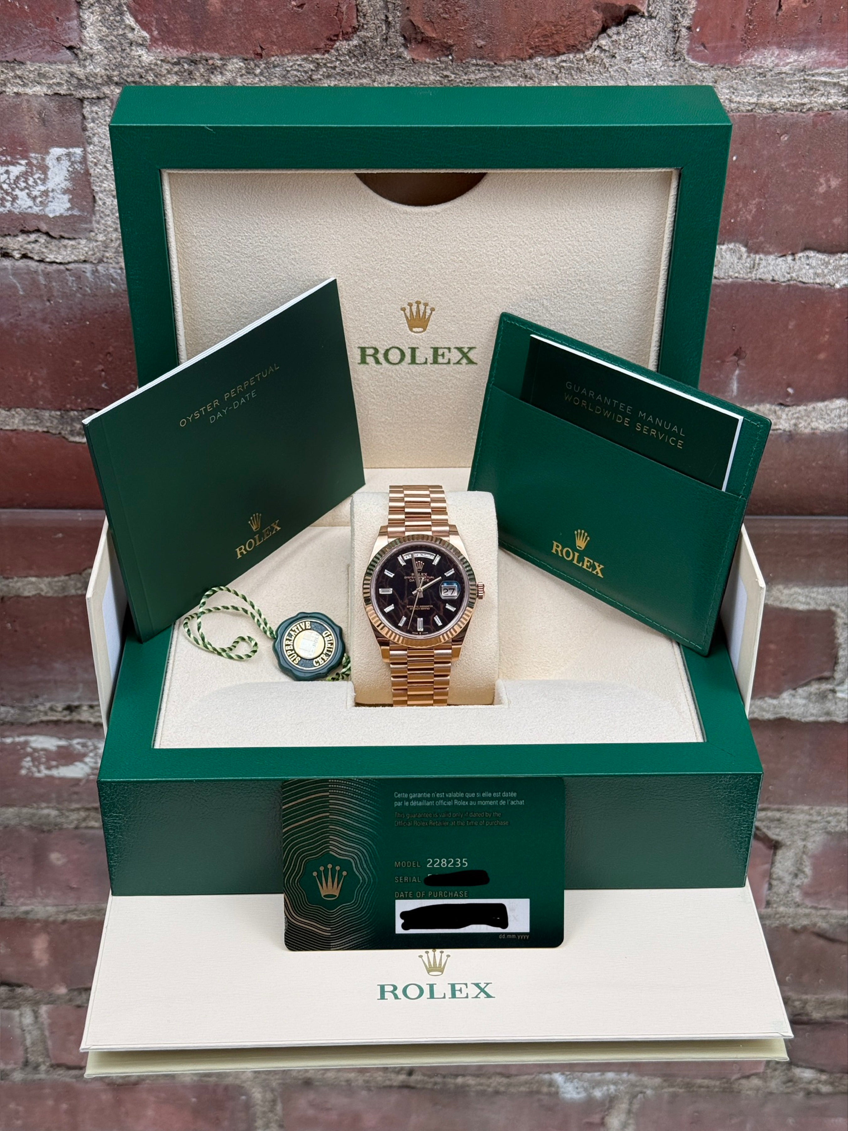 Pre-owned Rolex Day-Date 40 228235 | Pink gold Eisenkiesel