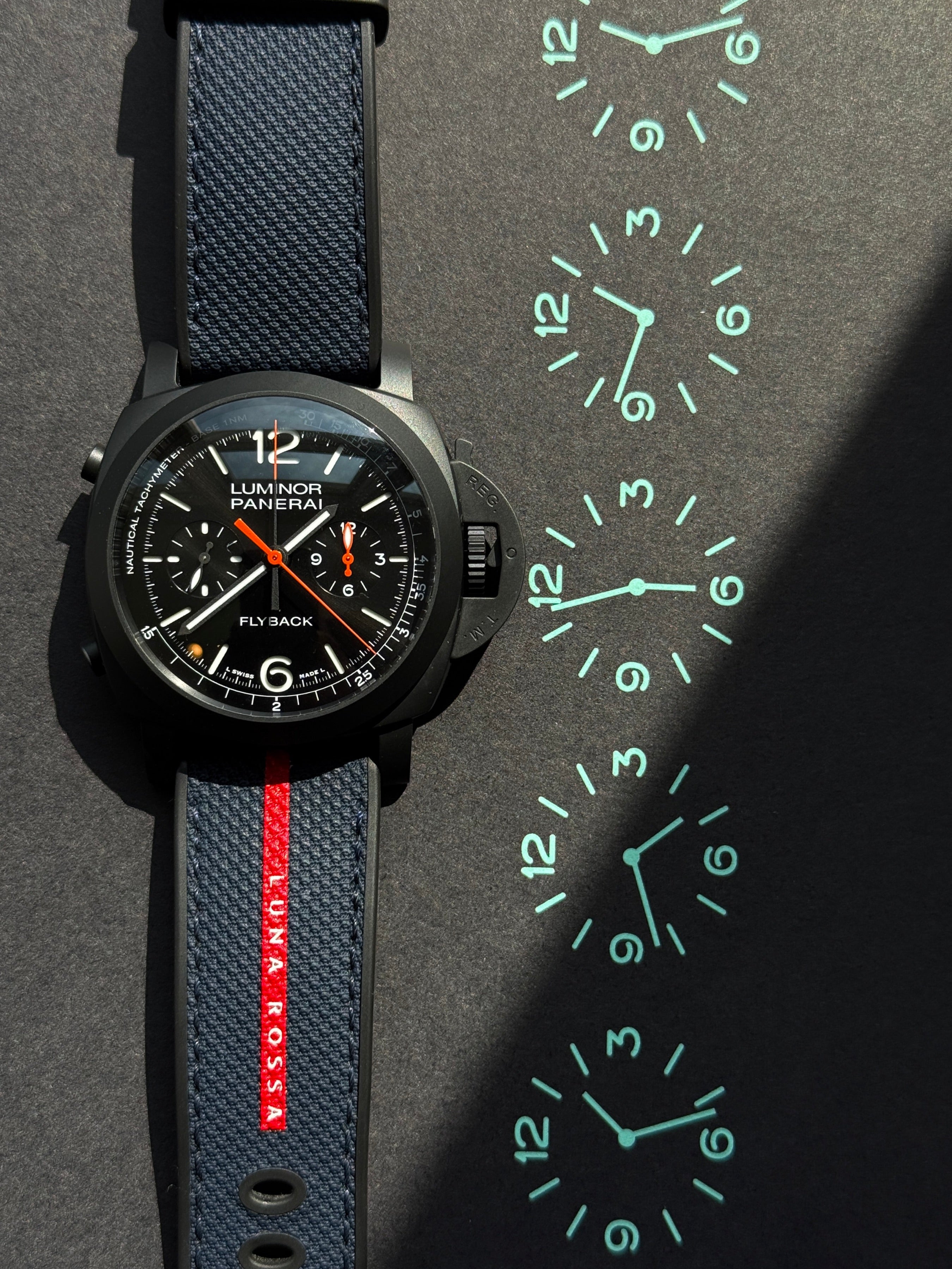 Pre-owned Panerai Luminor Chrono Flyback PAM 01298 | ceramic black
