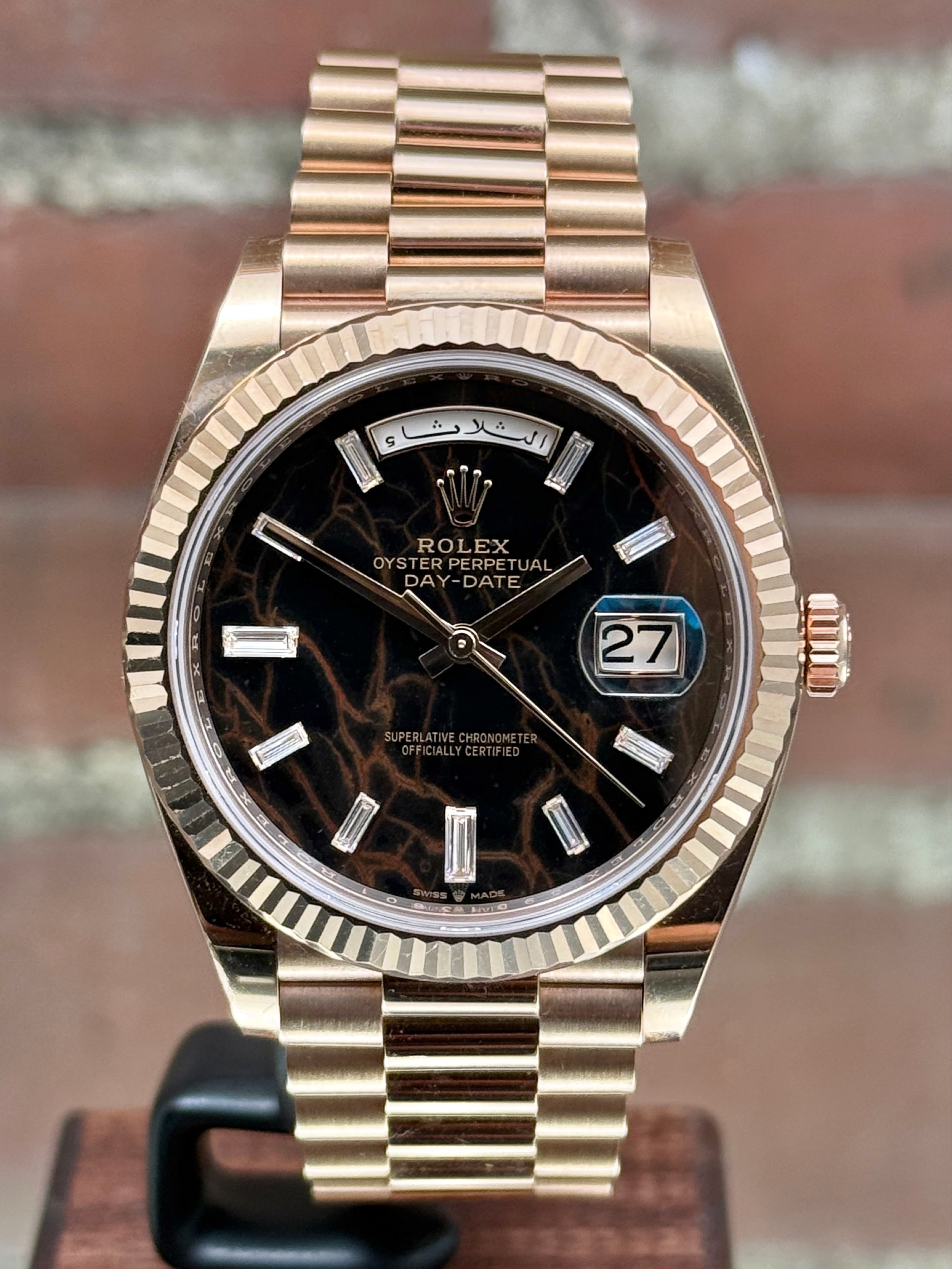 Pre-owned Rolex Day-Date 40 228235 | Pink gold Eisenkiesel