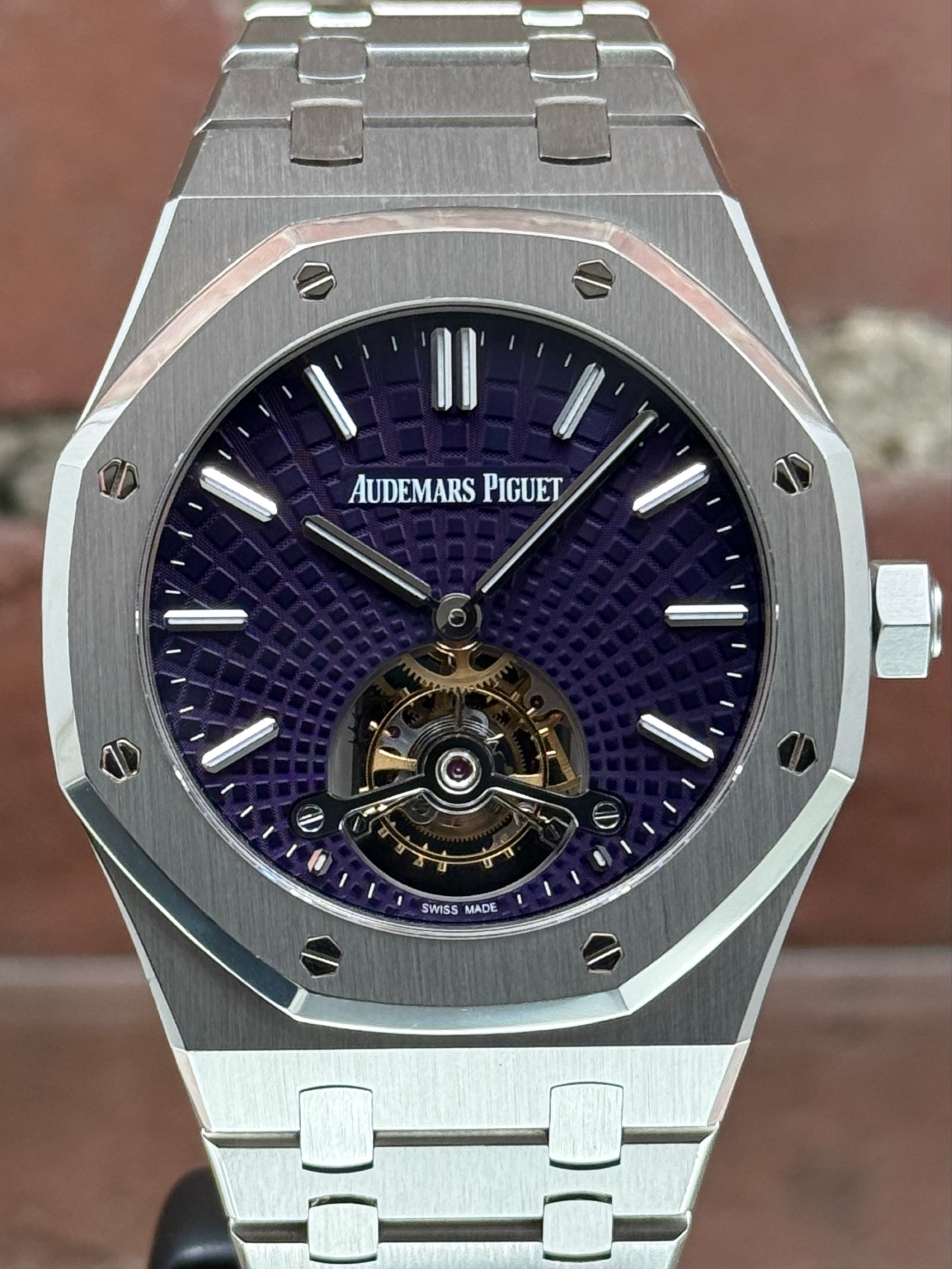 Pre-owned Audemars Piguet Royal Oak Tourbillon Extra-thin 26522ST.OO.1220ST.01 | steel purple