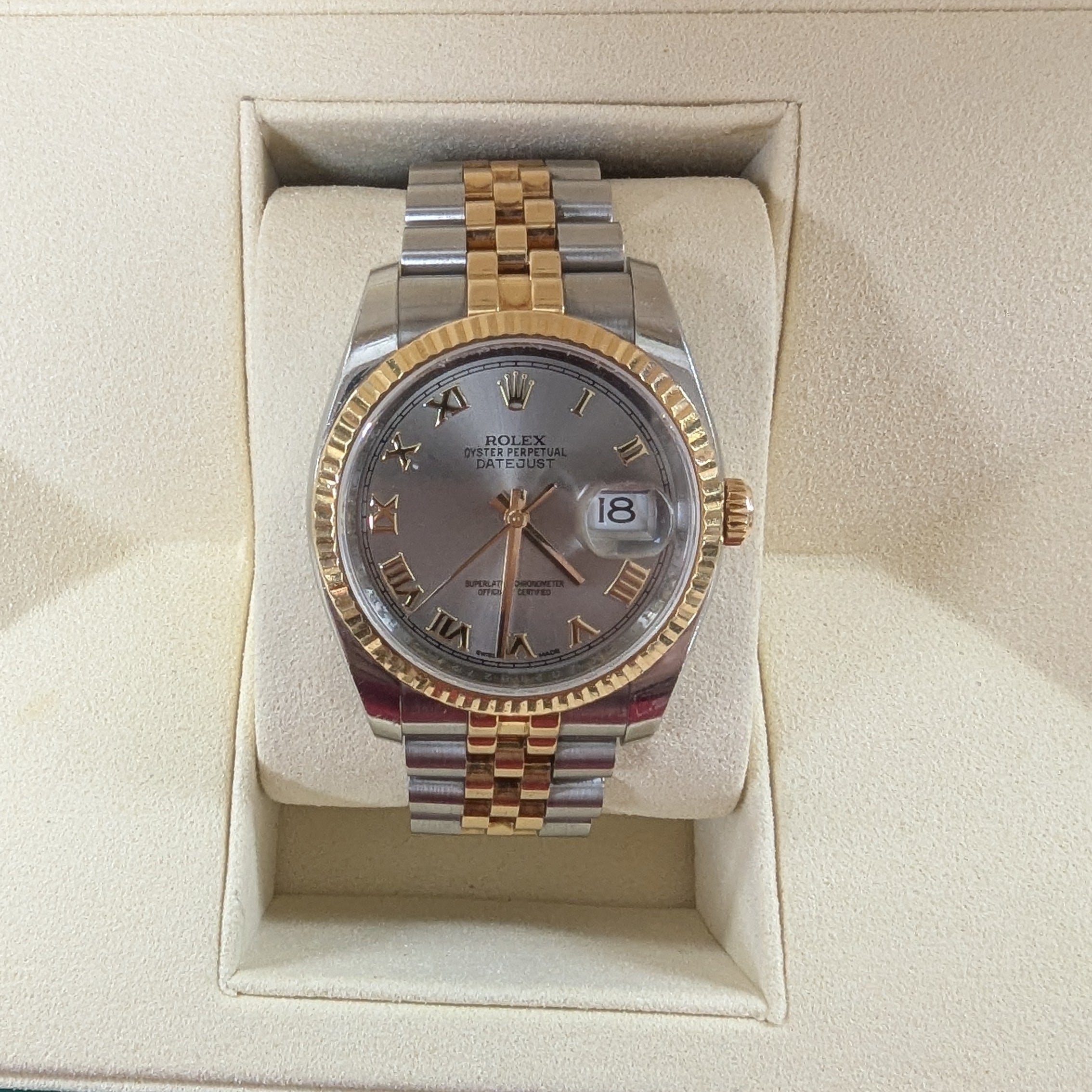 Rolex DateJust Two Tone 36mm, Grey Roman Dial (Ref. 116233)