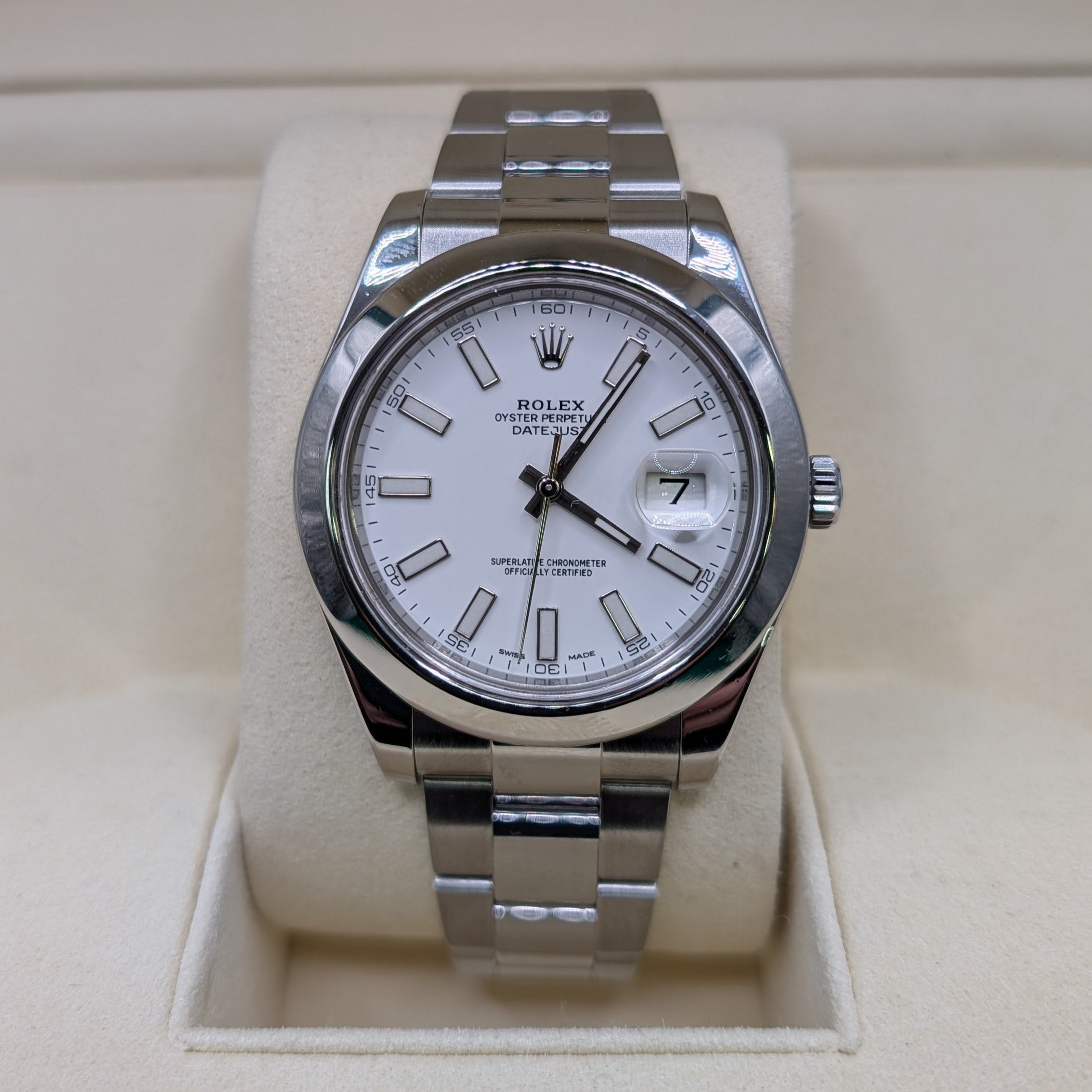 Rolex DateJust II, White Stick, Smooth Bezel 41mm (Ref. 116300)