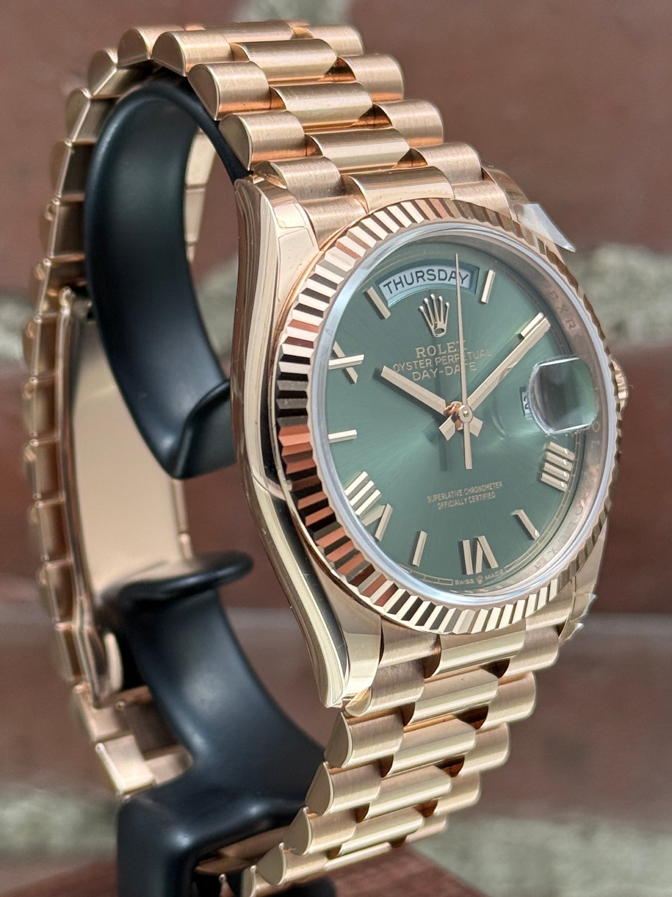 Brand new Rolex Day-Date 36 128235 | pink gold green