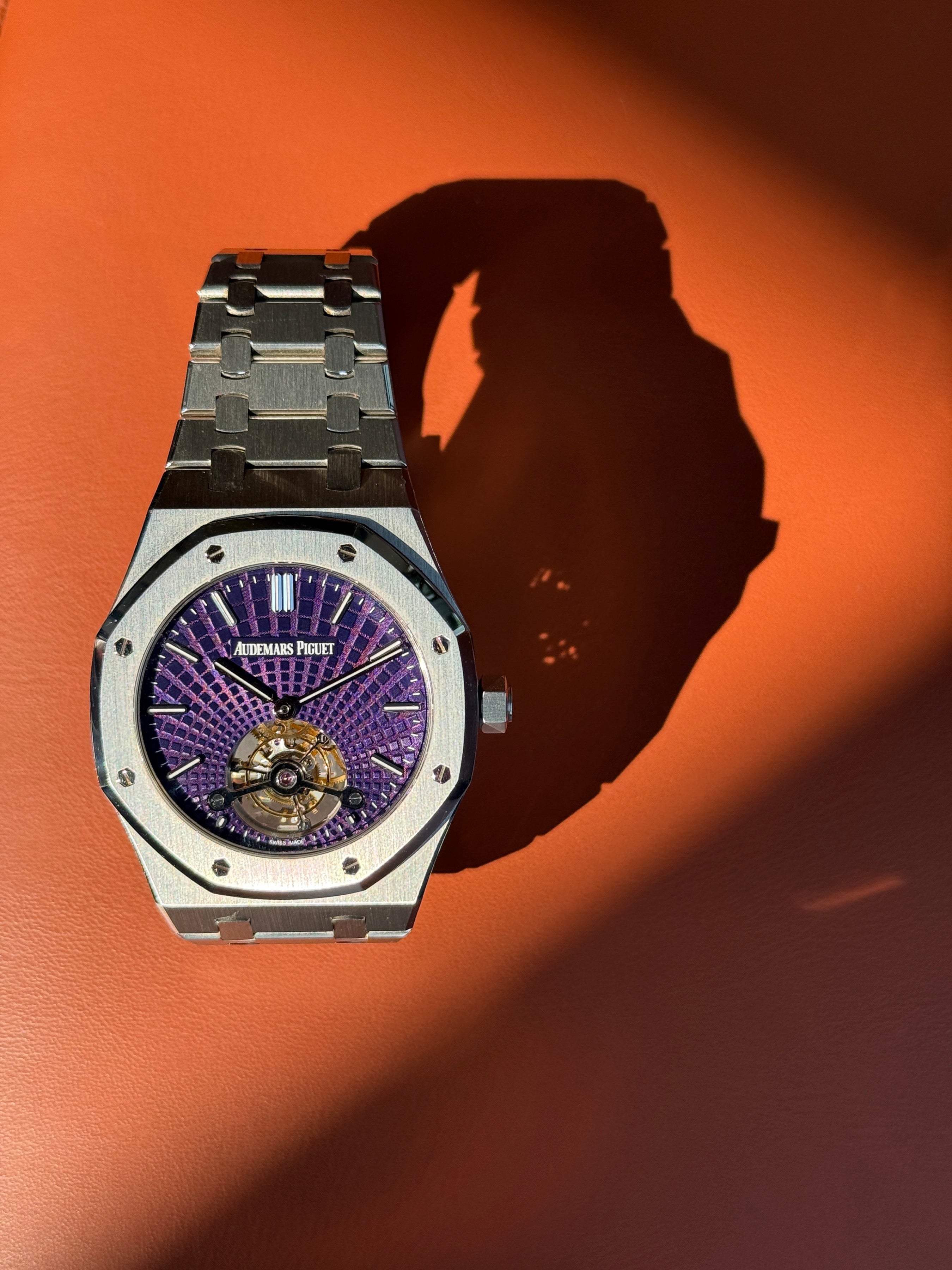 Pre-owned Audemars Piguet Royal Oak Tourbillon Extra-thin 26522ST.OO.1220ST.01 | steel purple
