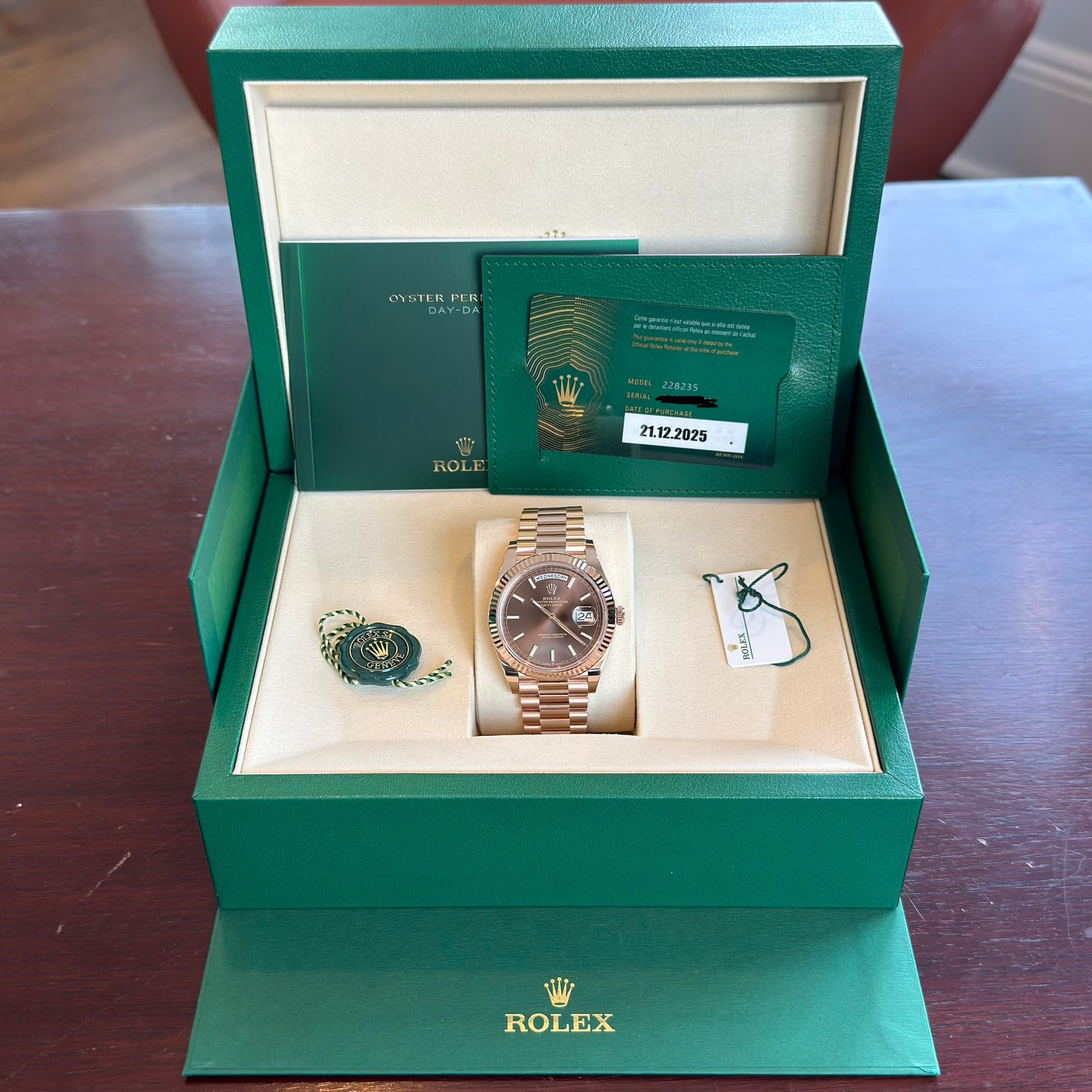 Rolex Day-Date 40 Chocolate Index Dial 228235