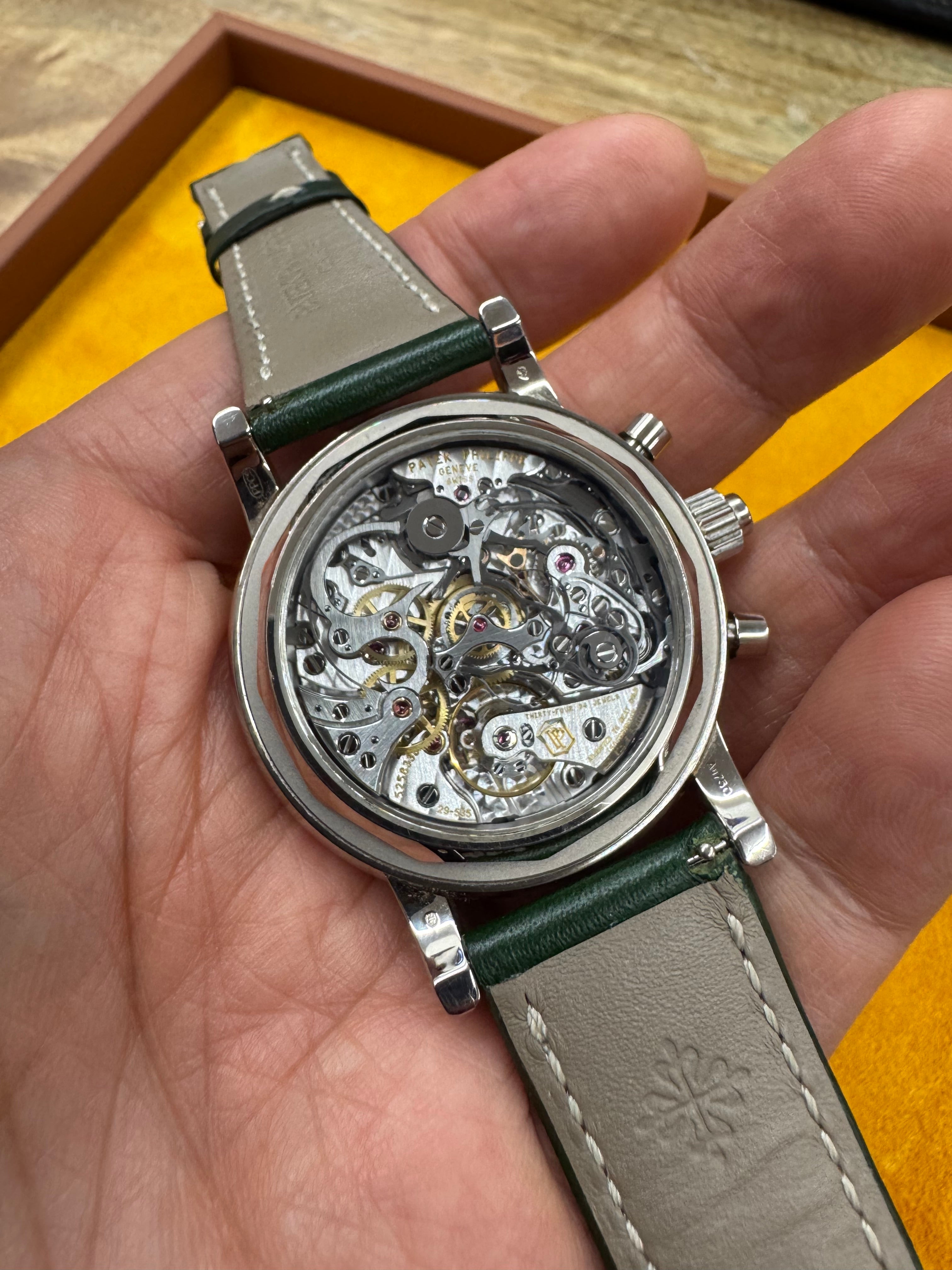 Patek Philippe Grand Complications - Split-Seconds Chronograph - Perpetual Calendar Olive Green Dial 5204G-001