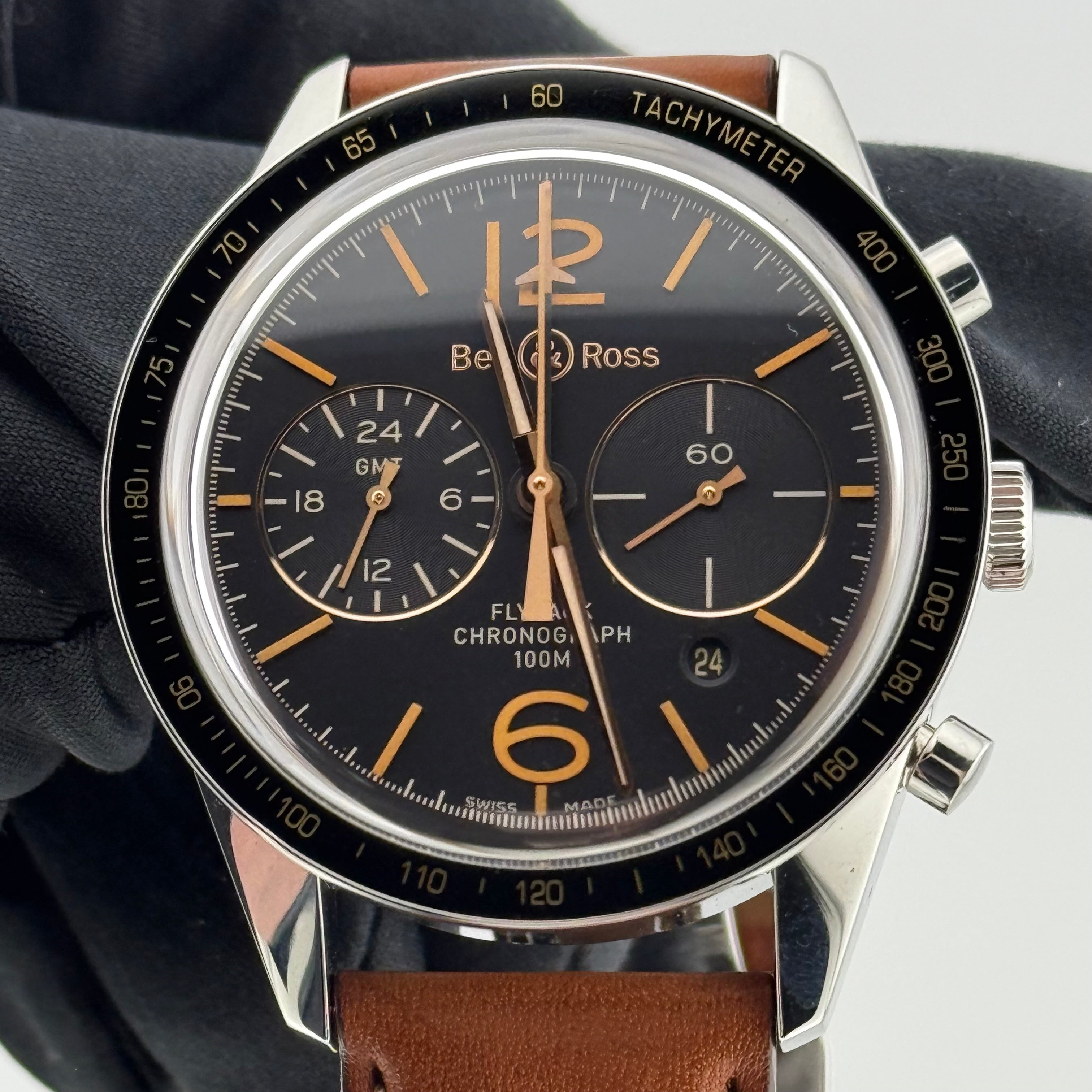 Bell & Ross Sport Heritage GMT and Flyback Chronograph Black Dial BRV126 FLY GMT/SCA