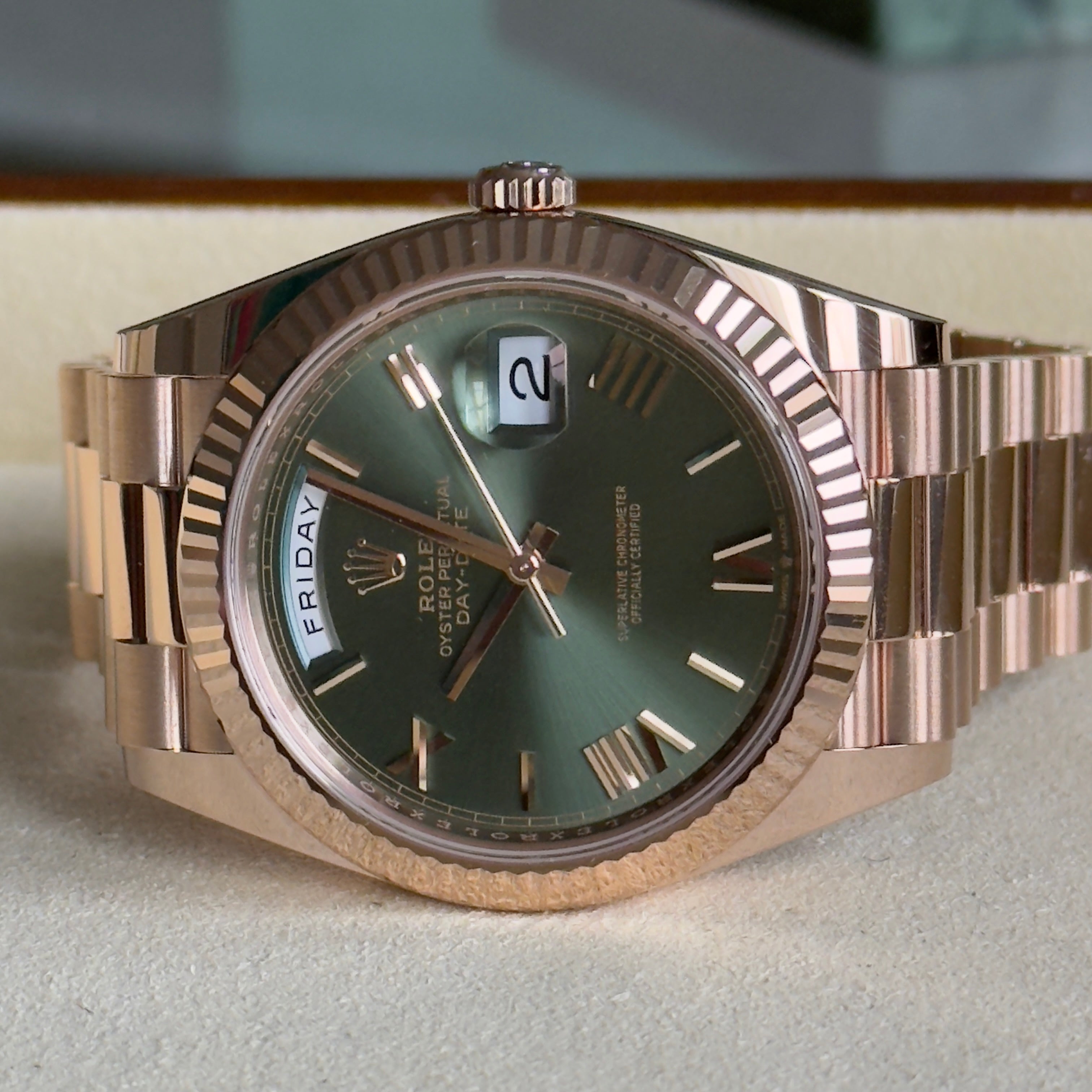 Rolex Day-Date 40 Olive Green Roman Dial 228235