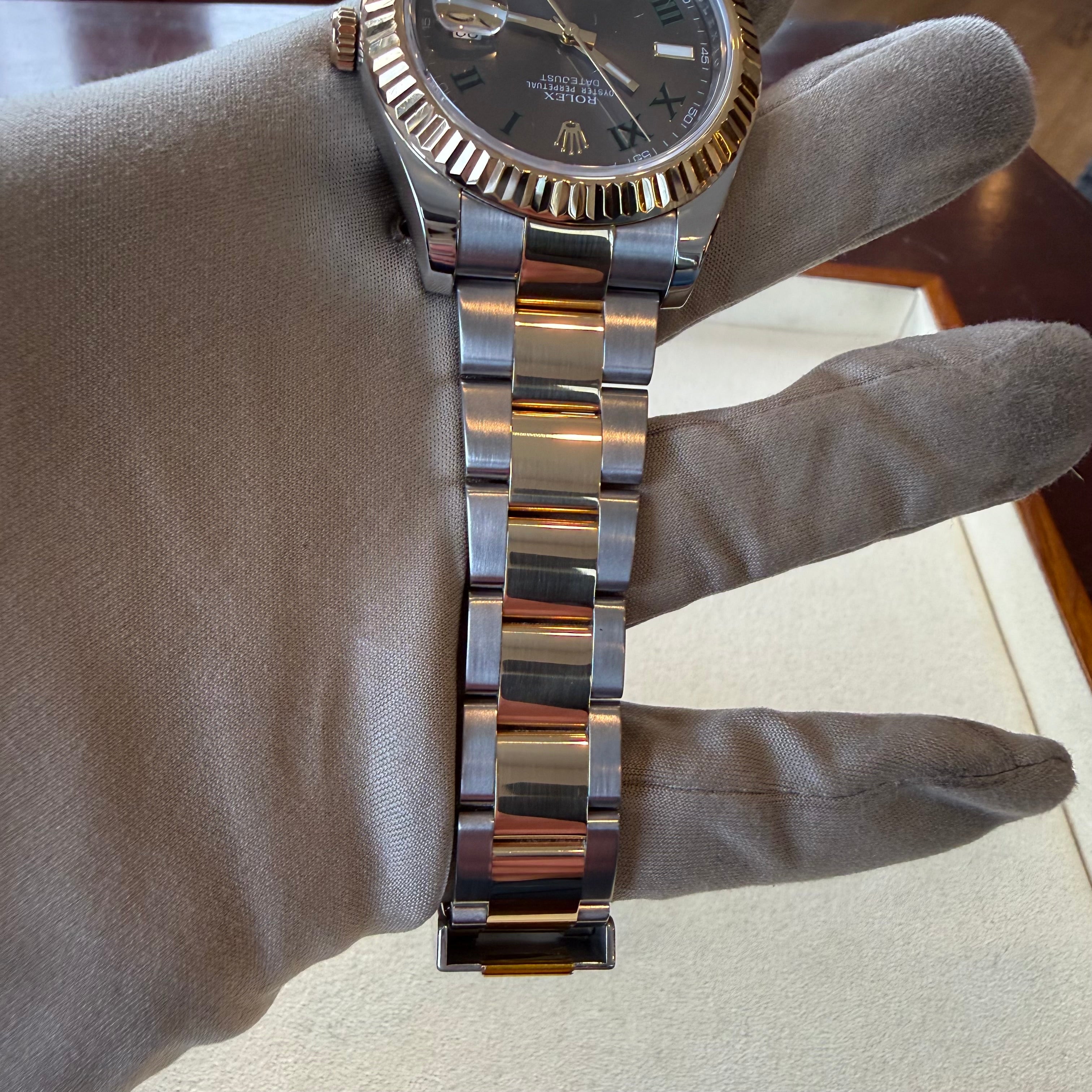 Rolex Datejust II Slate Green Roman Marker at 9 Dial 116333