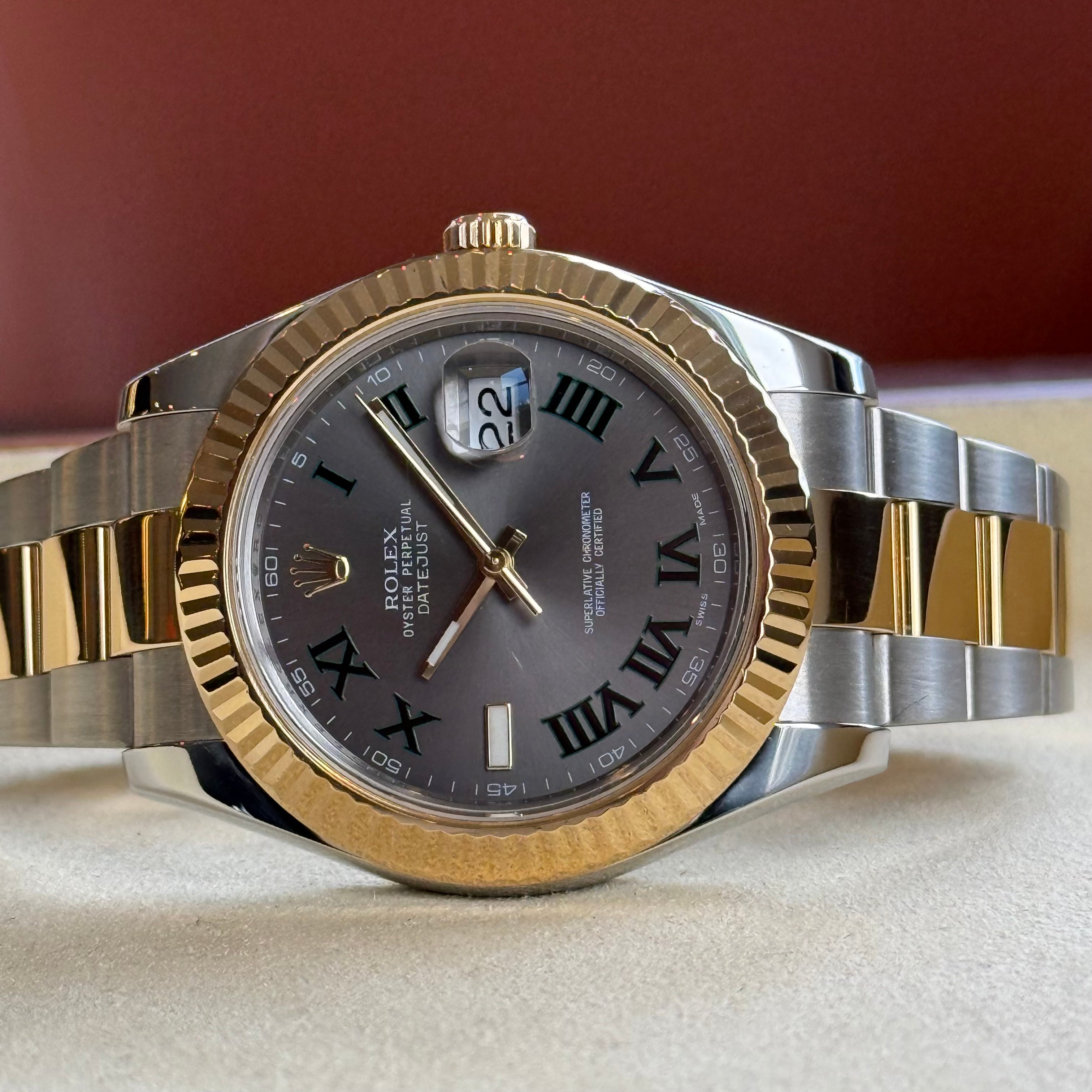 Rolex Datejust II Slate Green Roman Marker at 9 Dial 116333