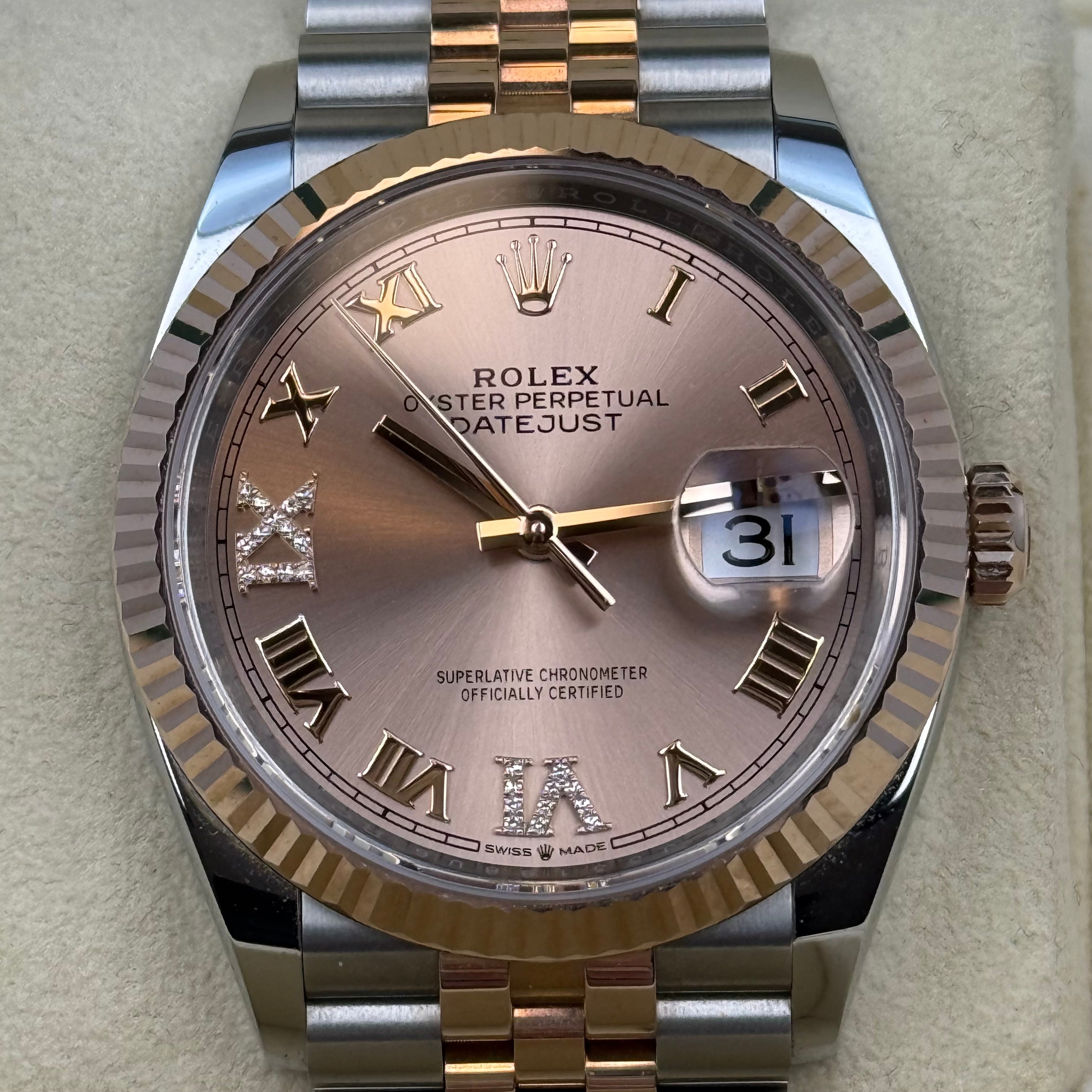 Rolex Datejust 36 Rose Roman Dial 126231