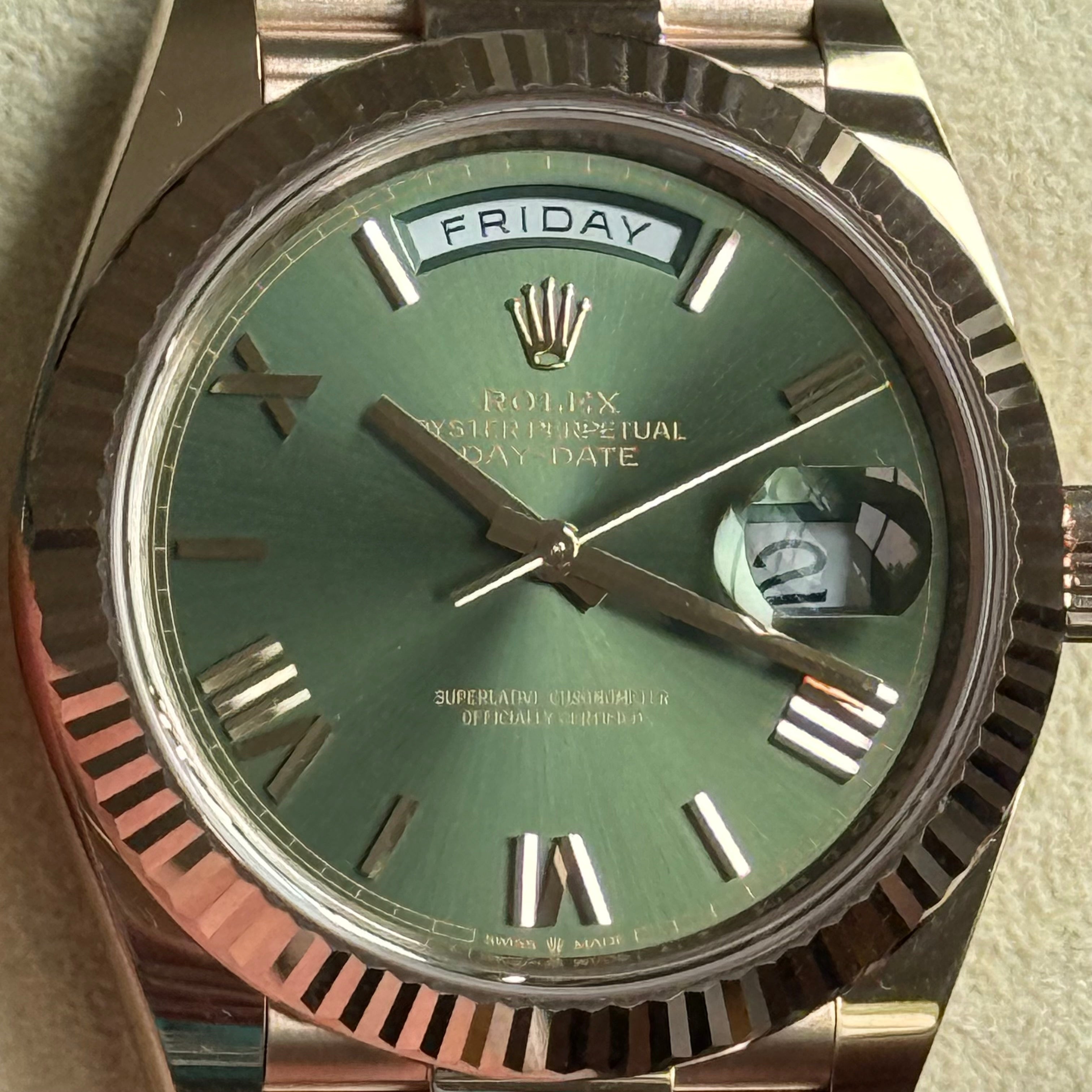 Rolex Day-Date 40 Olive Green Roman Dial 228235