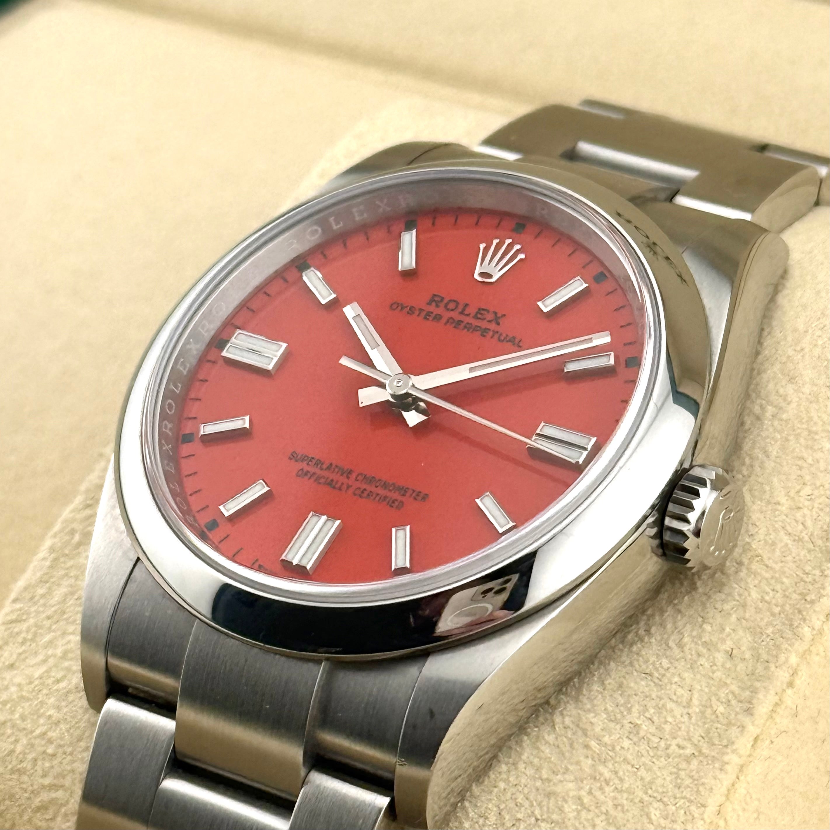 Rolex Oyster Perpetual 36 Coral Red Index Dial 126000