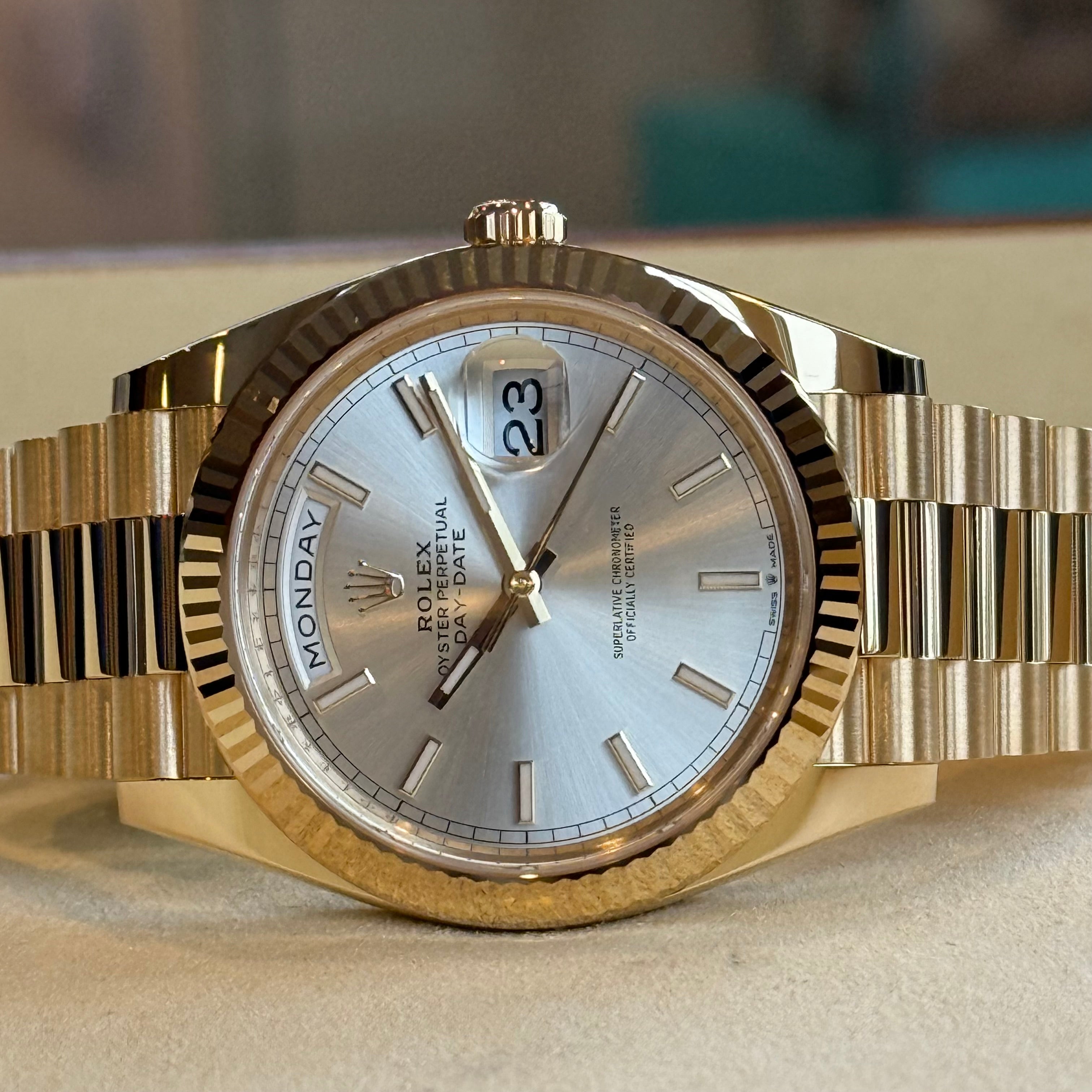 Rolex Day-Date 40 Silver Index Dial 228238