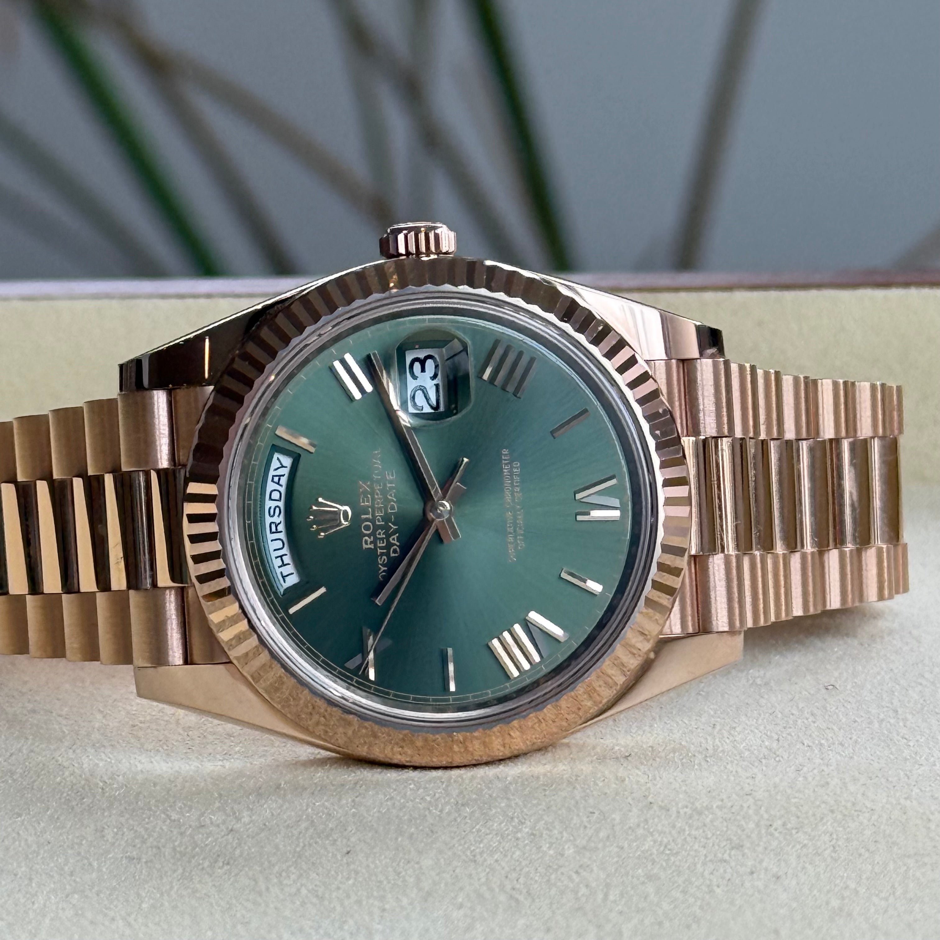 Rolex Day-Date 40 Olive Green Roman Dial 228235