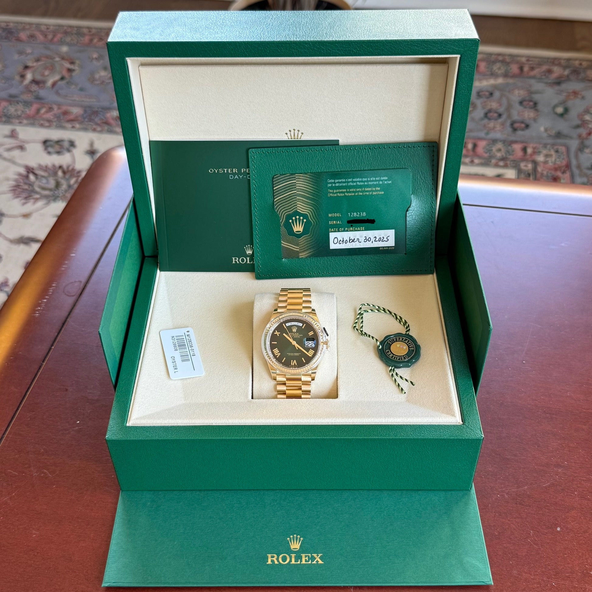 Rolex Day-Date 36 Green Ombré Roman Dial 128238