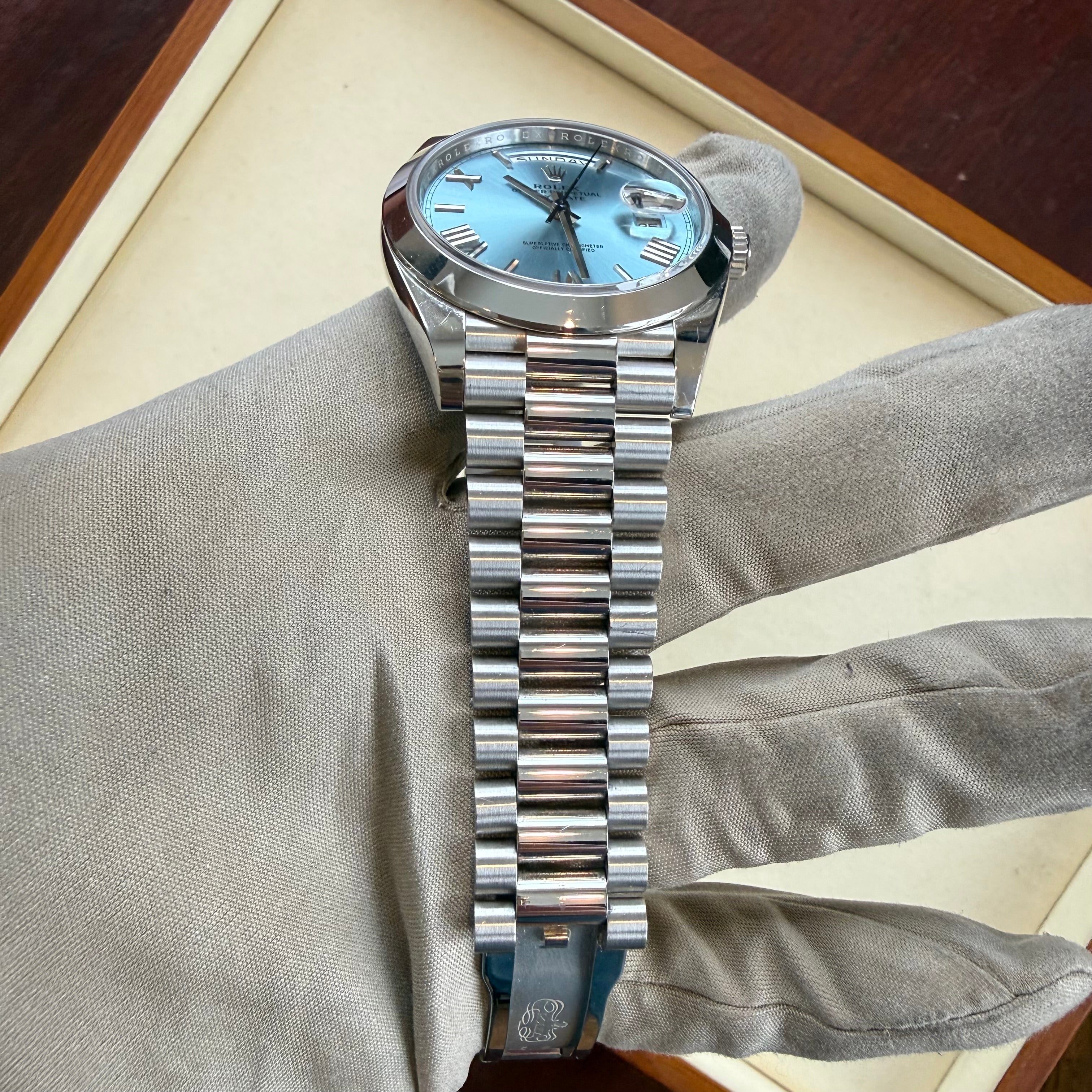 Rolex Day-Date 40 Ice Blue Roman Dial 228206