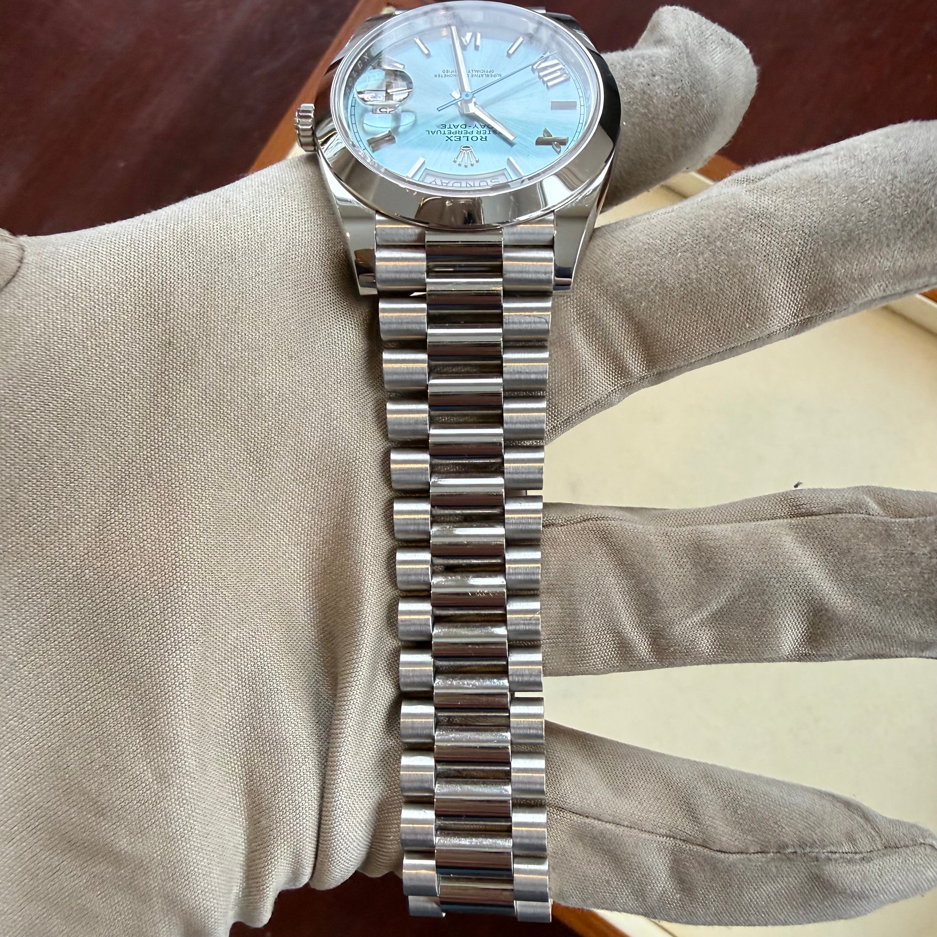 Rolex Day-Date 40 Ice Blue Roman Dial 228206