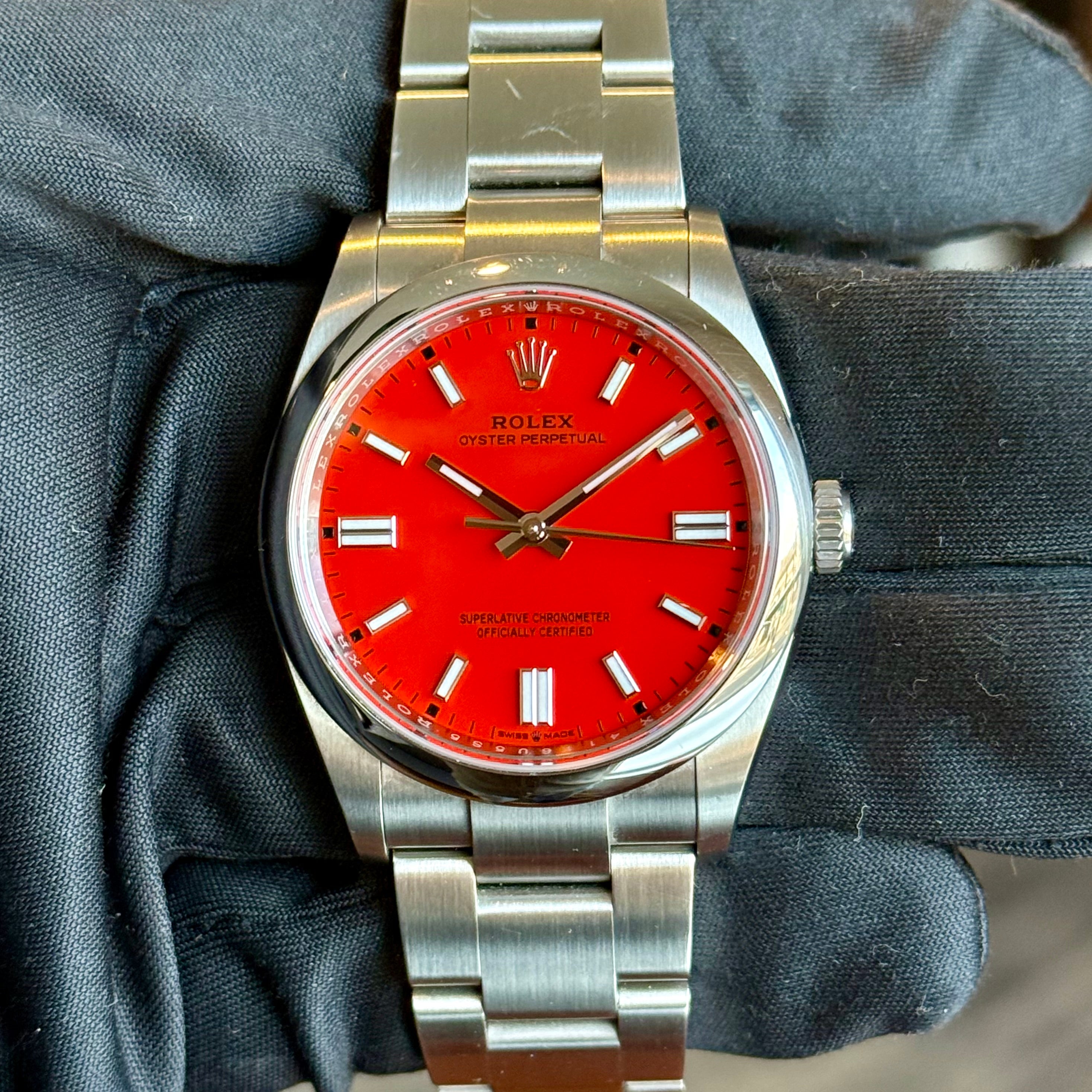 Rolex Oyster Perpetual 36 Coral Red Index Dial 126000