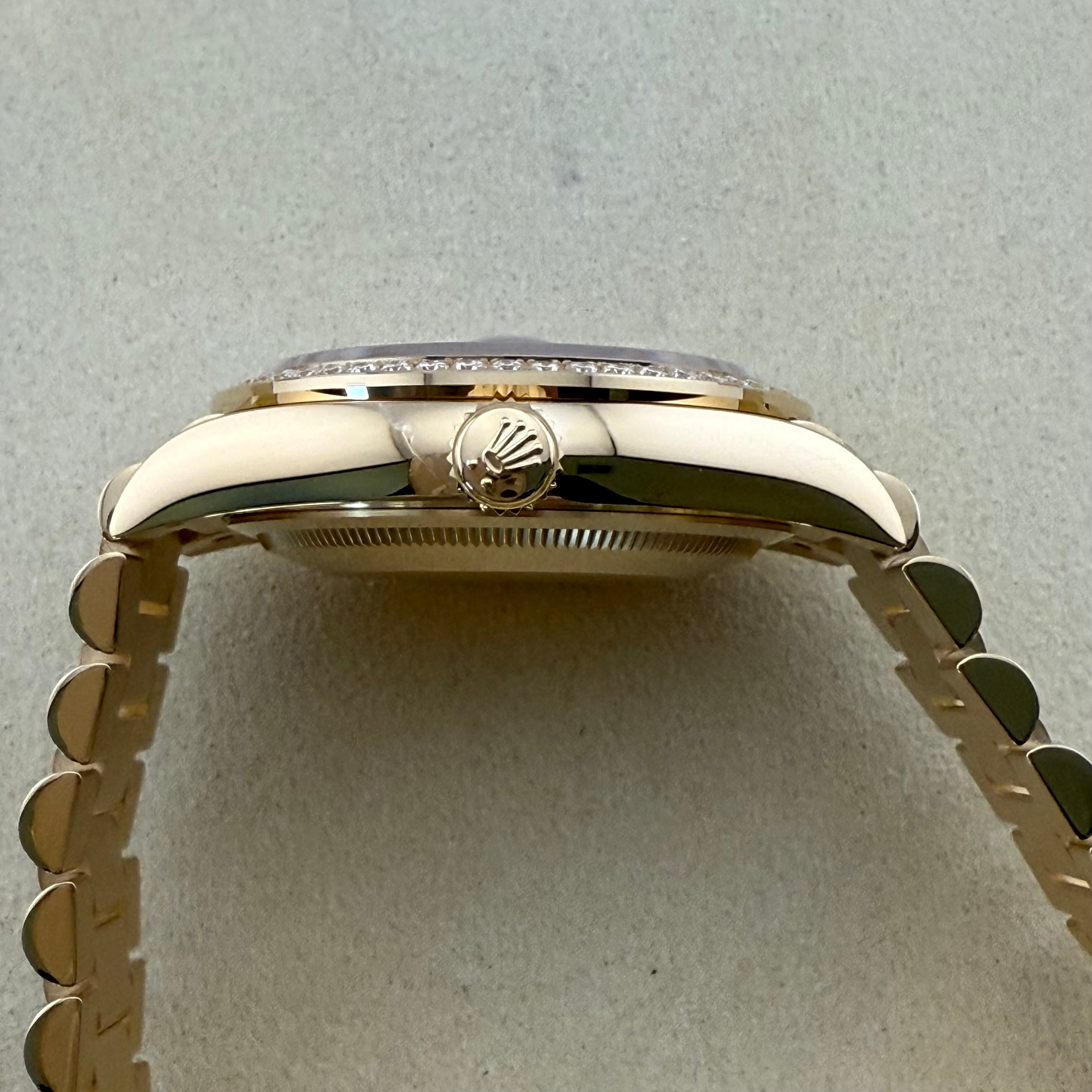 Rolex Day-Date 36 Carnelian Diamond Index Roman 9 Dial 128348rbr