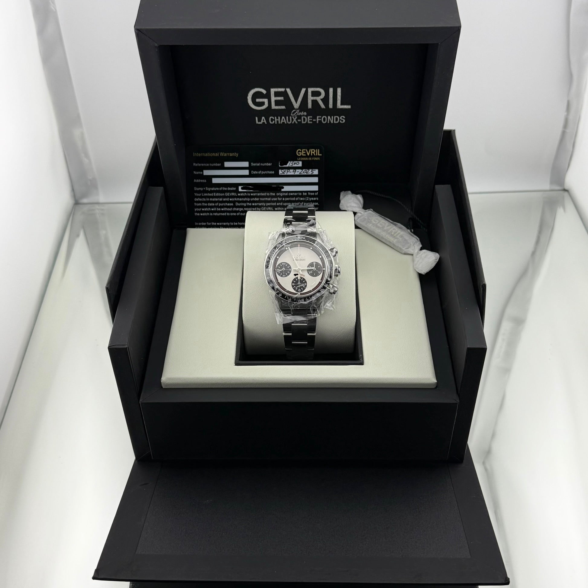 Gevril Tribeca Paul Newman Chronograph White Dial A508ANAA-AN-BMA508A