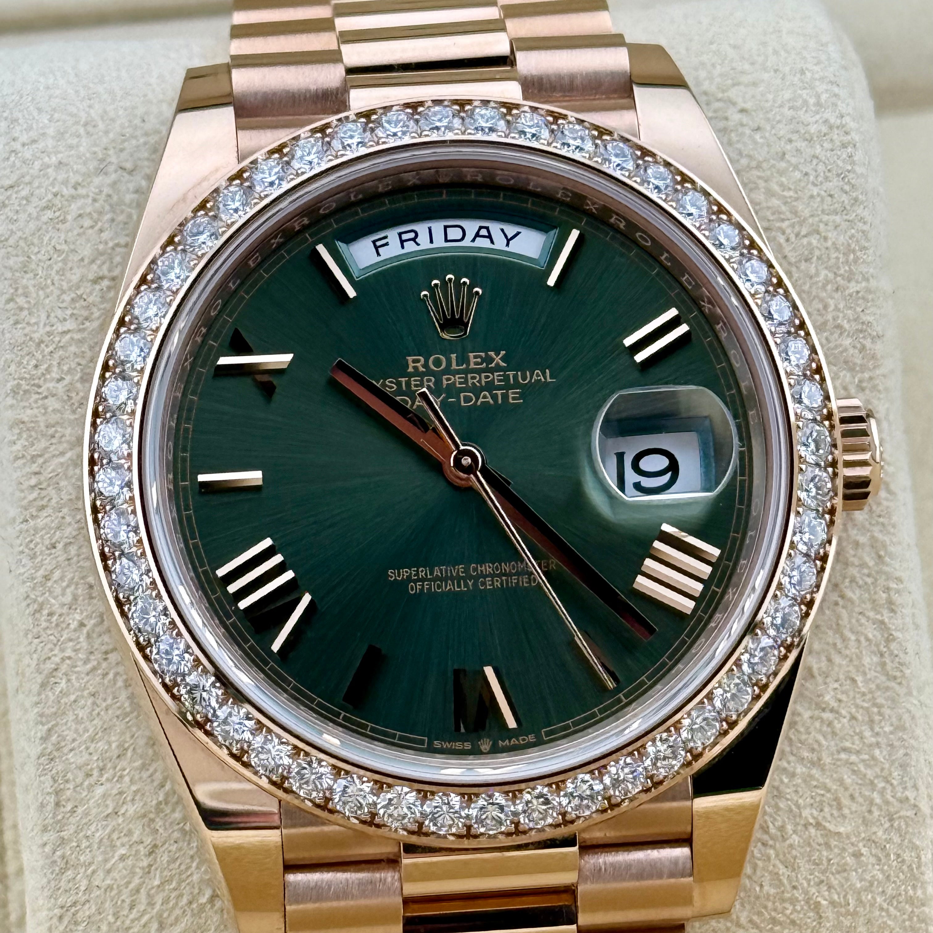 Rolex Day-Date 40 Olive Green Bevelled Roman Dial 228345RBR