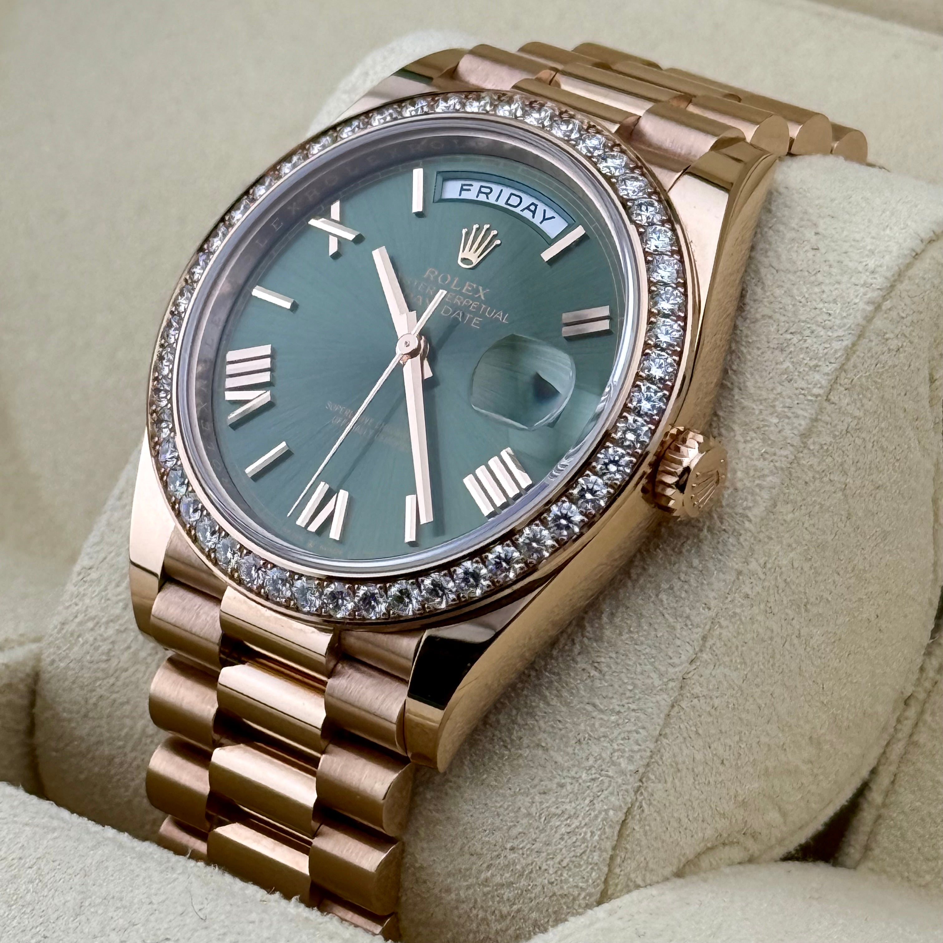 Rolex Day-Date 40 Olive Green Bevelled Roman Dial 228345RBR