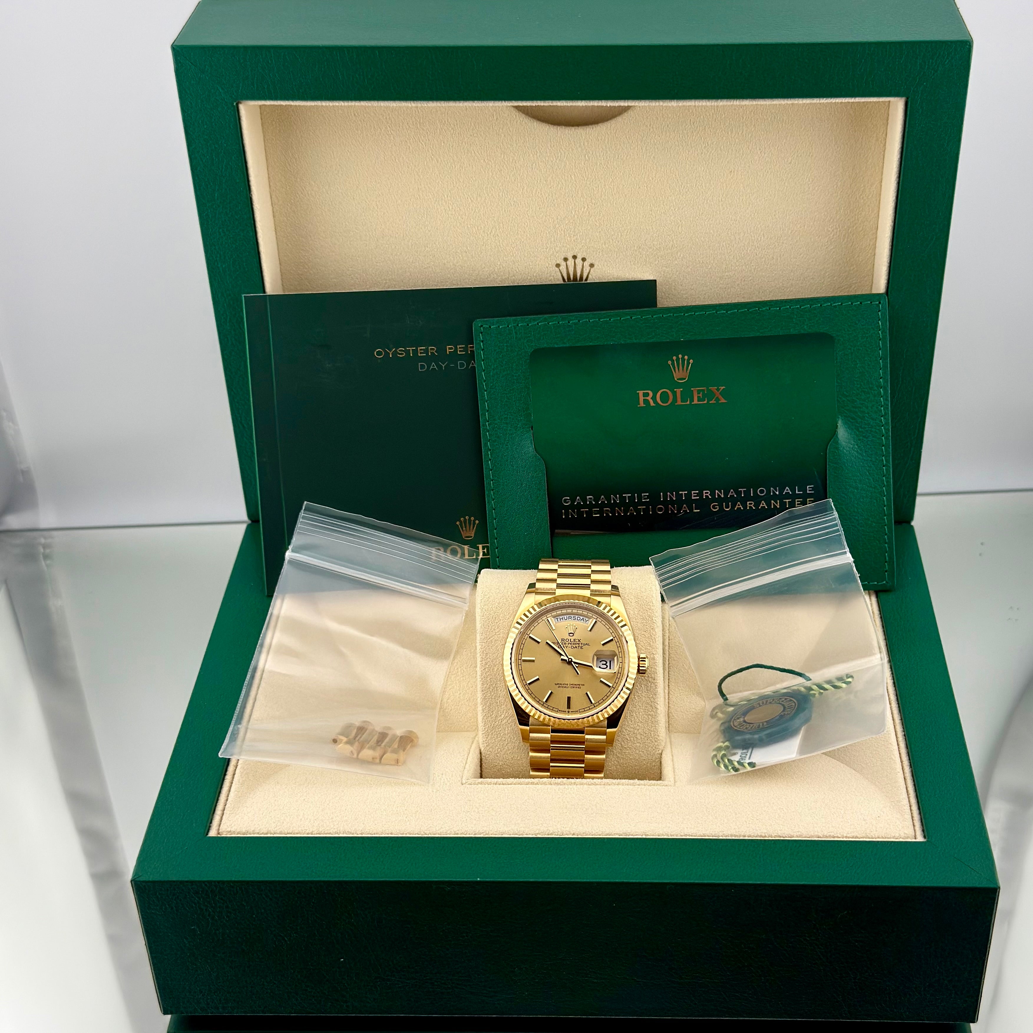 Rolex Day-Date 36 Champagne Index Dial 128238