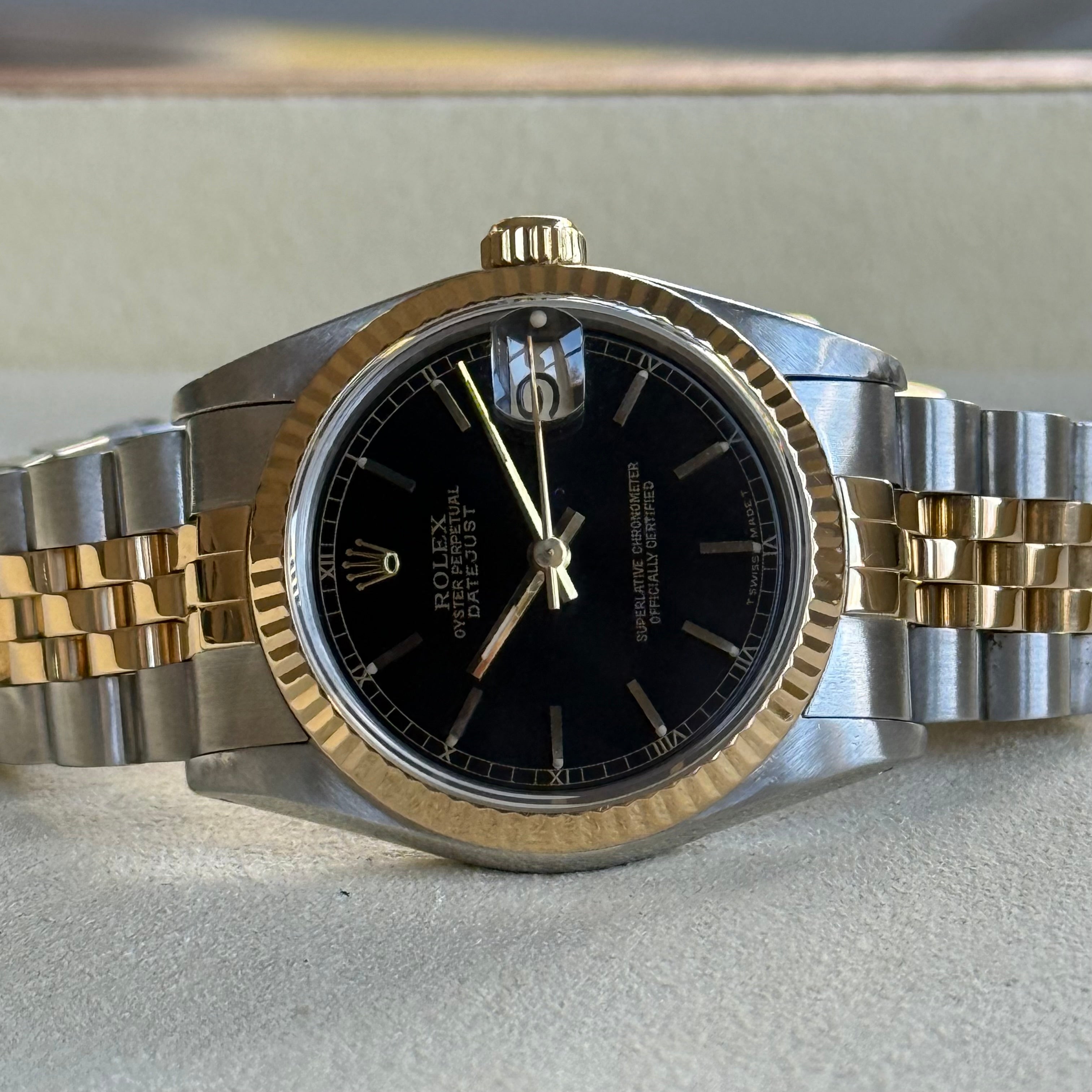 Rolex Datejust 31 Black Stick Dial 68273