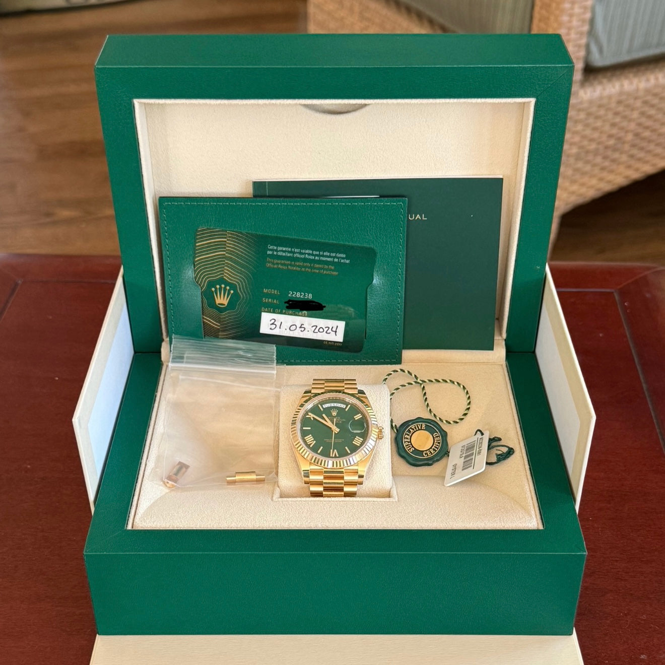 Rolex Day-Date 40 Green Roman Dial 228238