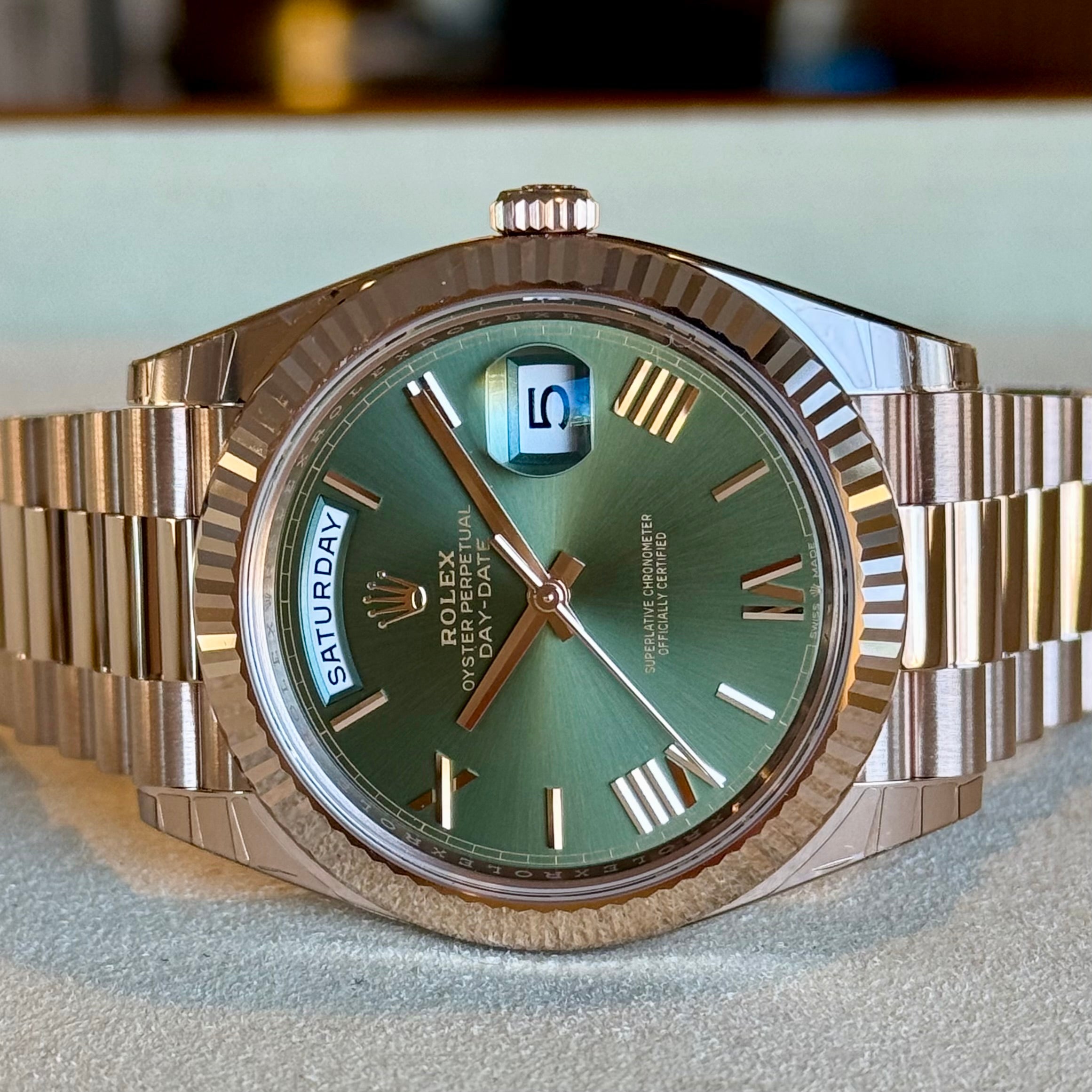 Rolex Day-Date 40 Olive Green Roman Dial 228235