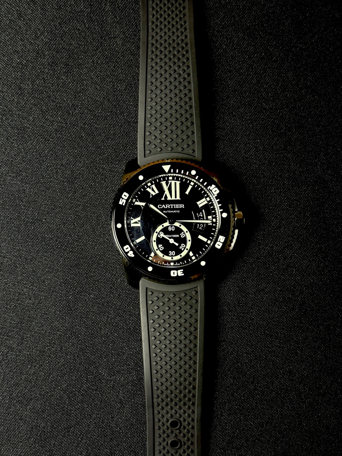 Pre-owned Cartier Calibre De Cartier Diver W7100056 | Steel Black