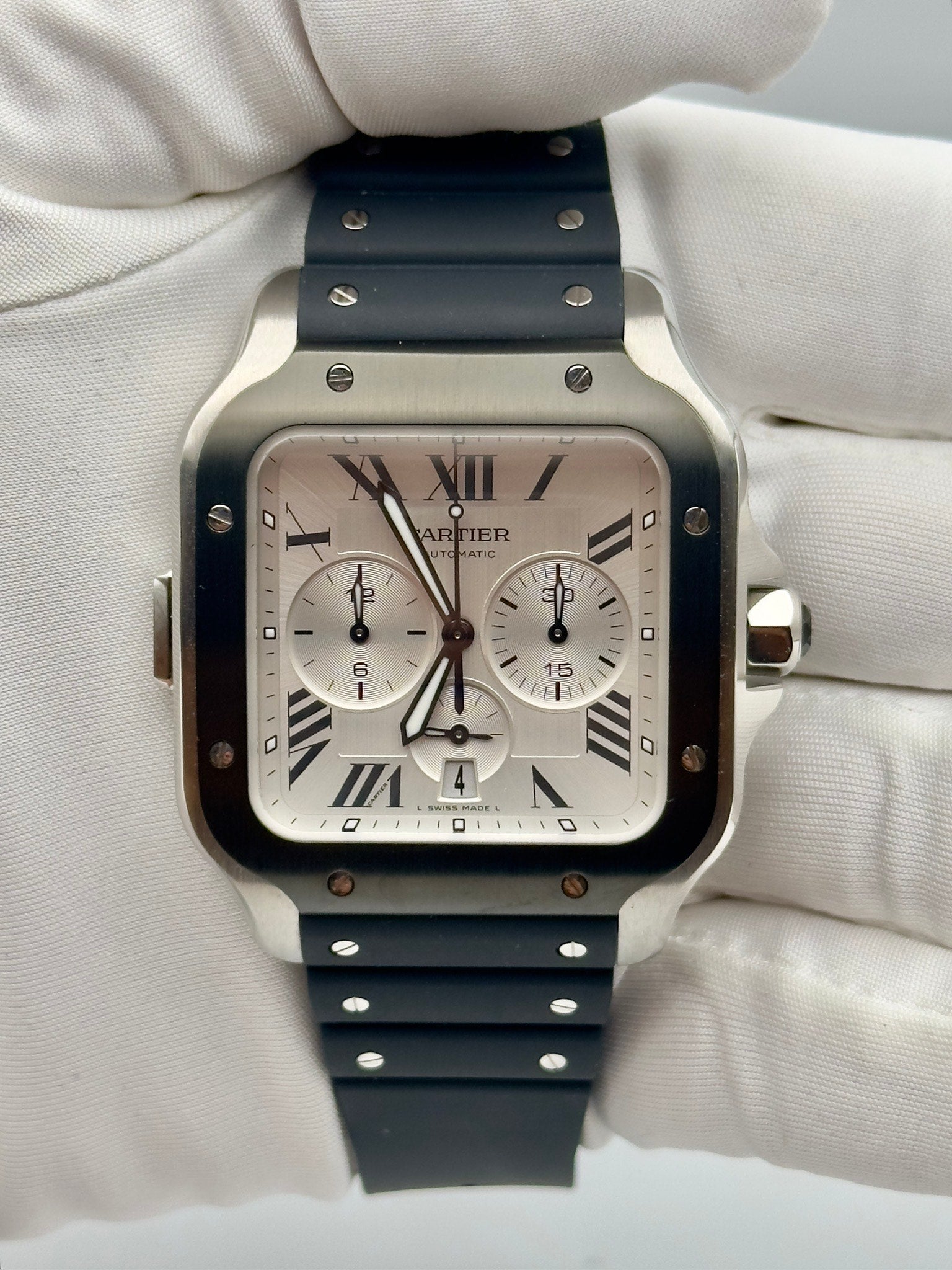 Cartier Santos Chronograph Silver Dial WSSA0017