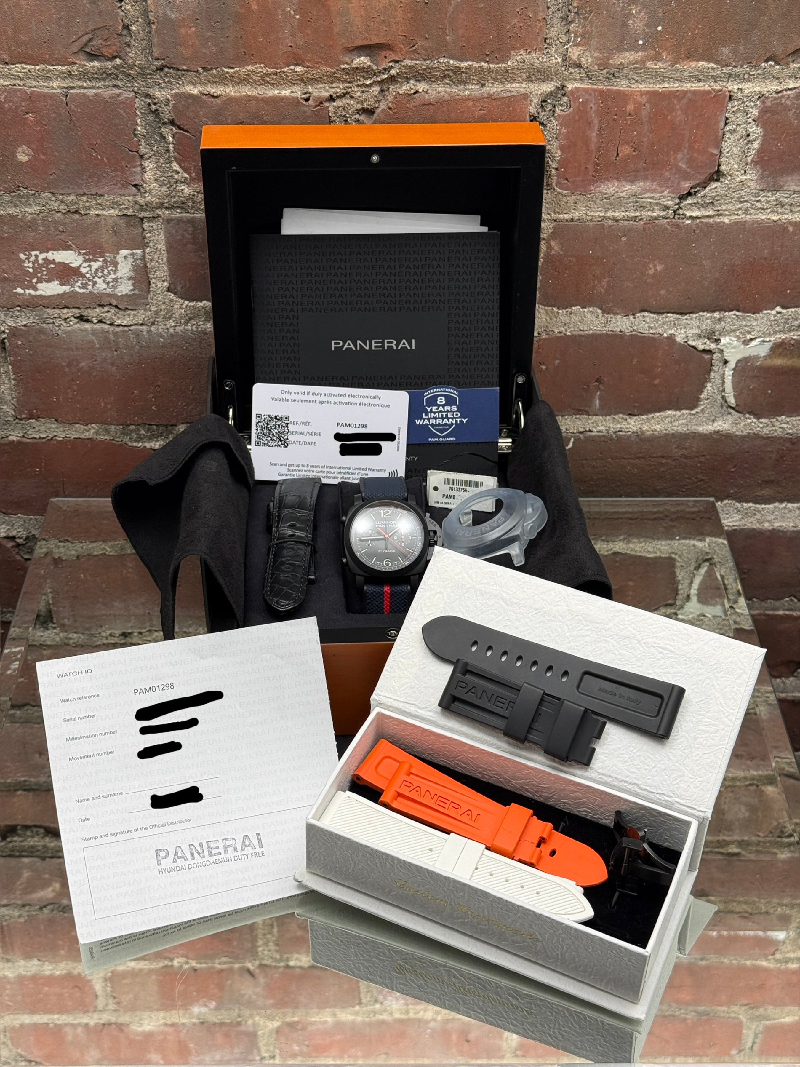 Pre-owned Panerai Luminor Chrono Flyback PAM 01298 | ceramic black