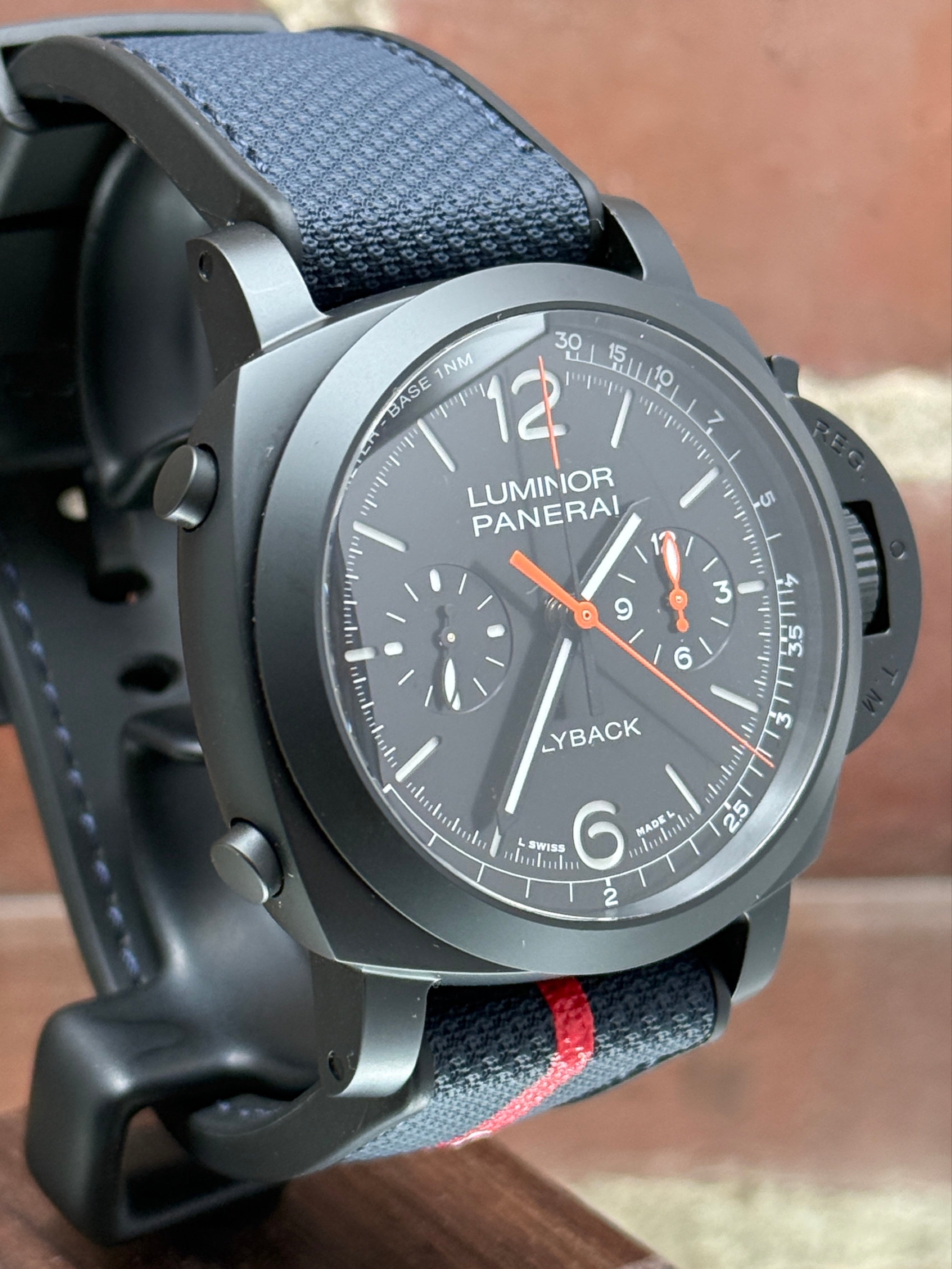 Pre-owned Panerai Luminor Chrono Flyback PAM 01298 | ceramic black