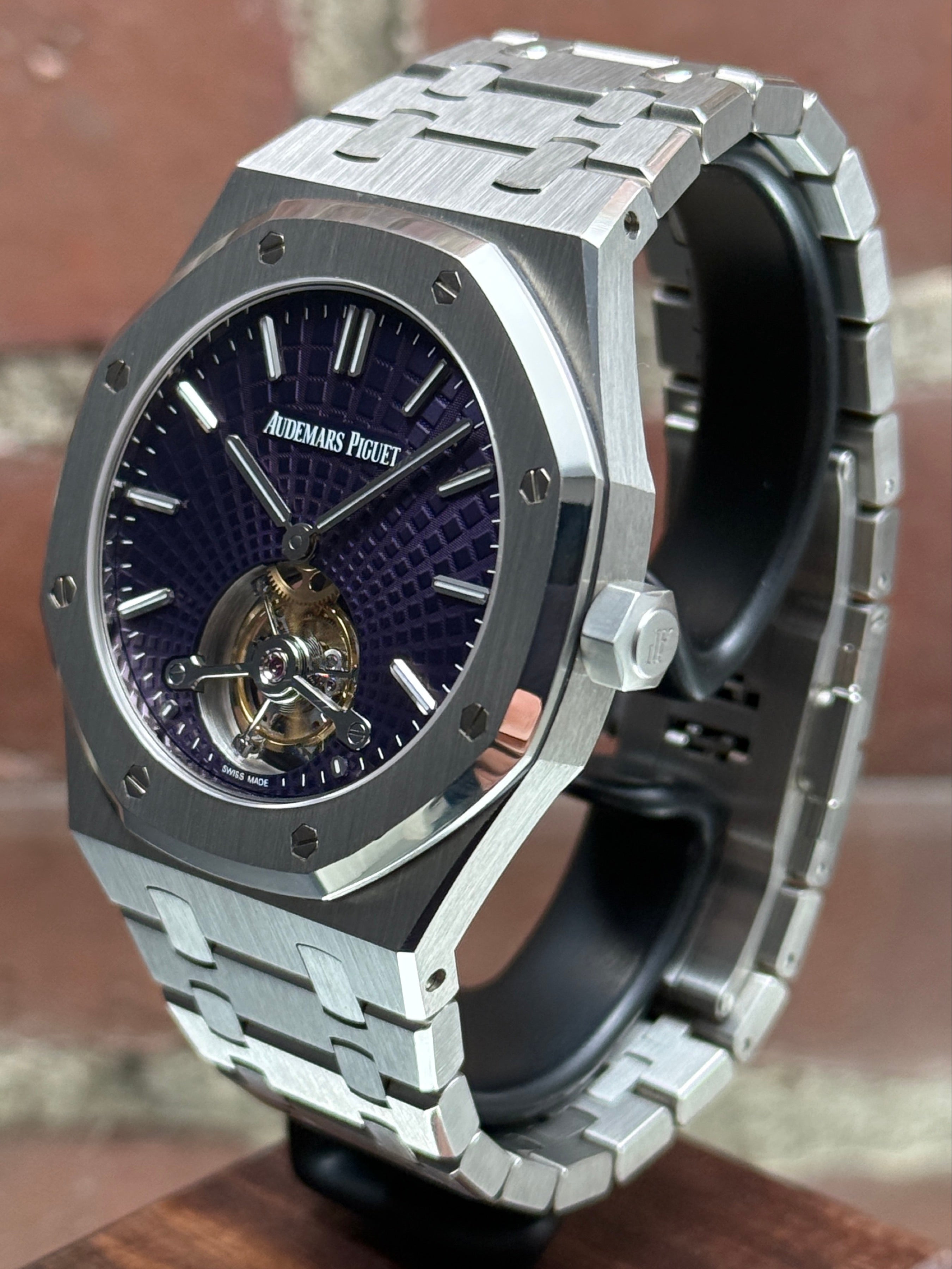 Pre-owned Audemars Piguet Royal Oak Tourbillon Extra-thin 26522ST.OO.1220ST.01 | steel purple