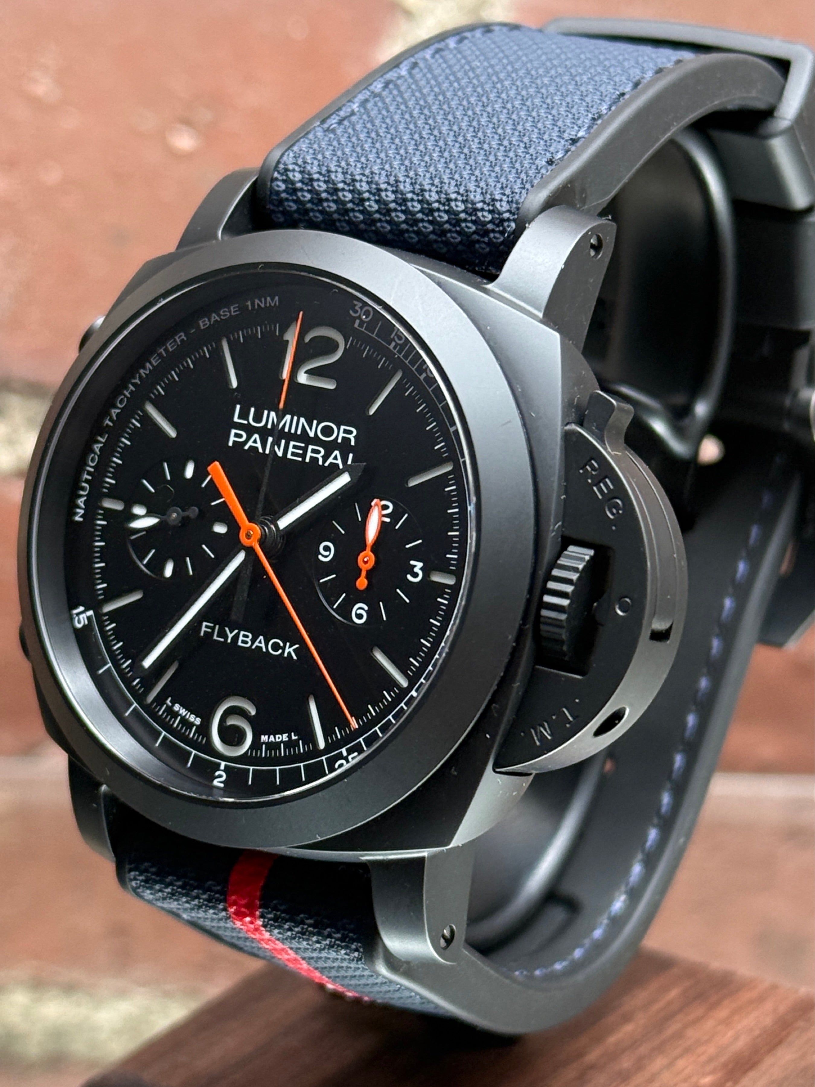 Pre-owned Panerai Luminor Chrono Flyback PAM 01298 | ceramic black