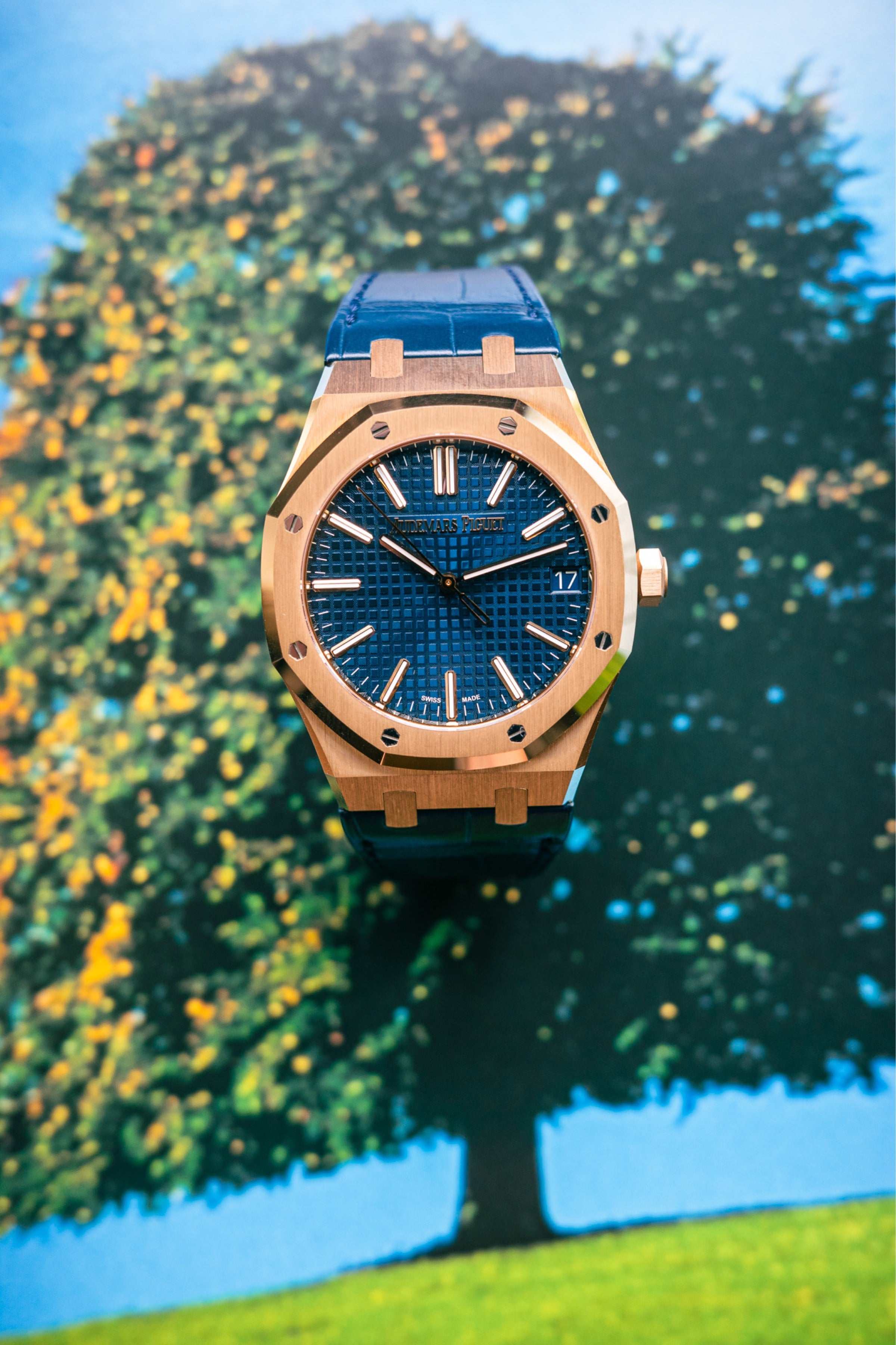 Brand new Audemars Piguet Royal Oak Selfwinding 15510OR.OO.D315CR.02 | pink gold blue
