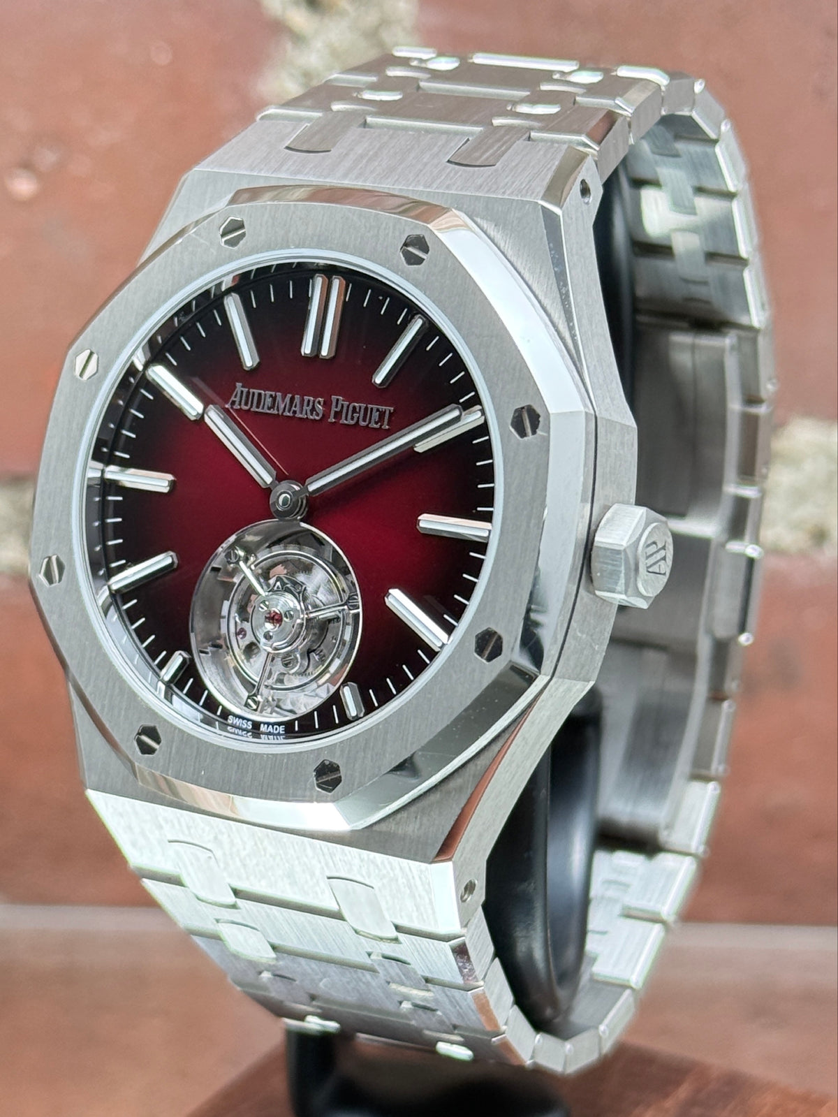 Pre-owned Audemars Piguet Royal Oak Selfwinding Flying Tourbillon Burgundy 26730ST.OO.1320ST.05 | Steel Bordeaux