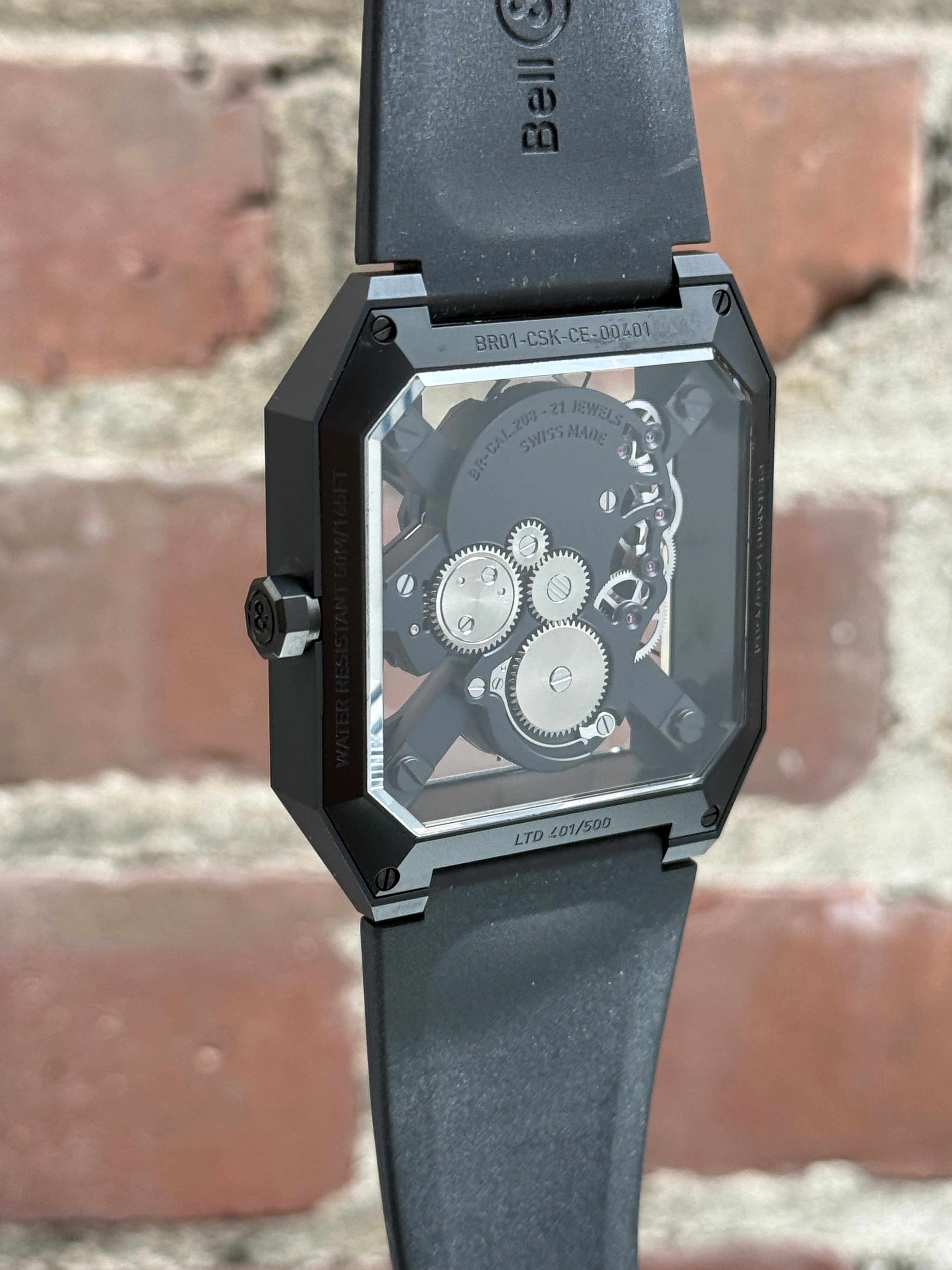 Pre-owned Bell & Ross Cyber Skull Br 01 Limited Edition BR01-CSK-BR/SRB | bronze transparent