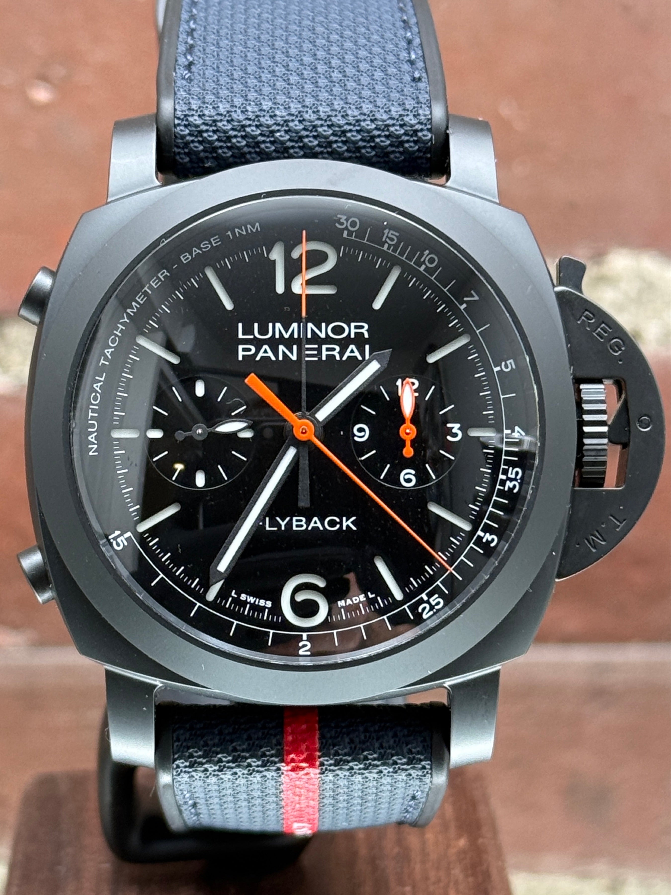 Pre-owned Panerai Luminor Chrono Flyback PAM 01298 | ceramic black