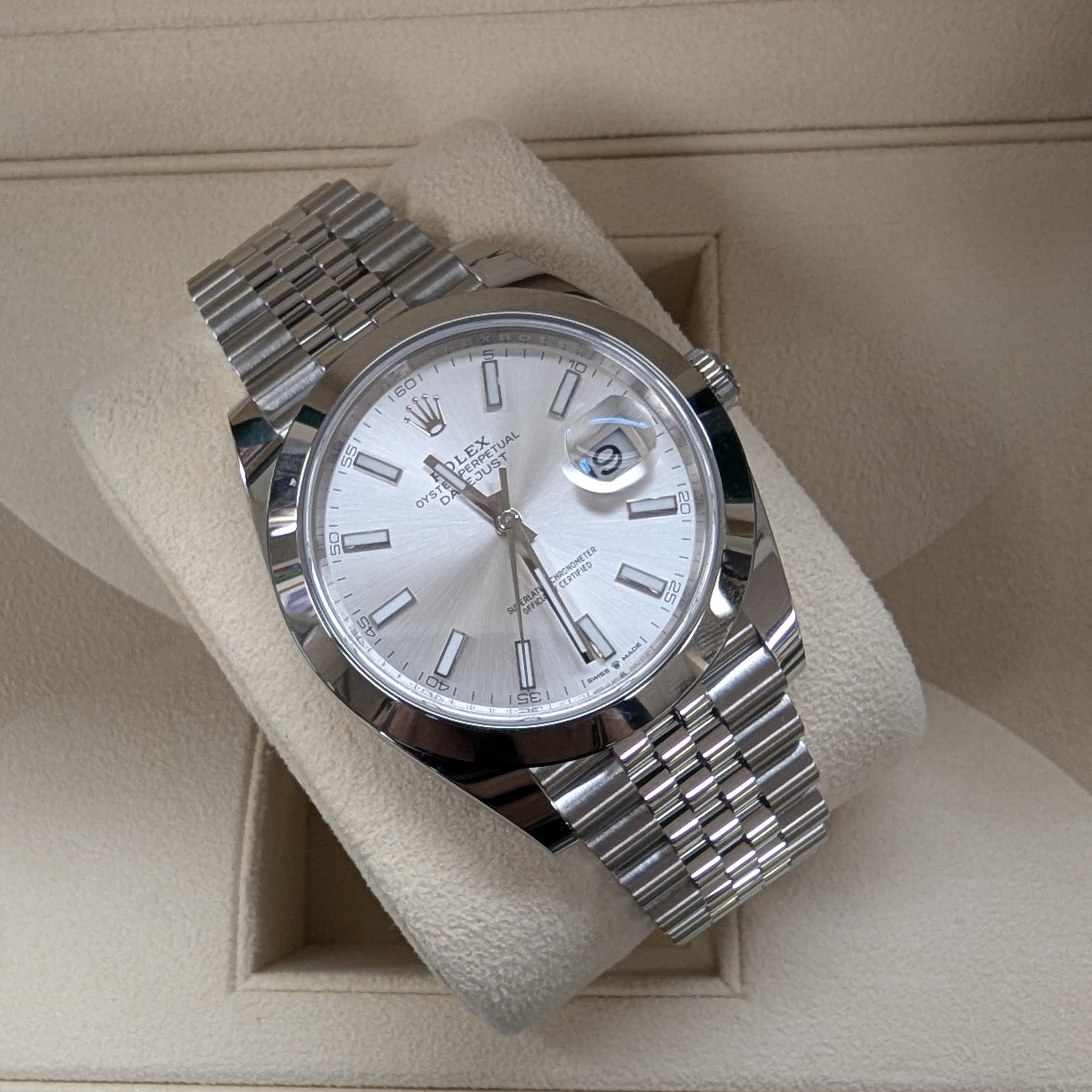 Rolex Datejust Silver Stick on Jubilee (Ref. 126300)